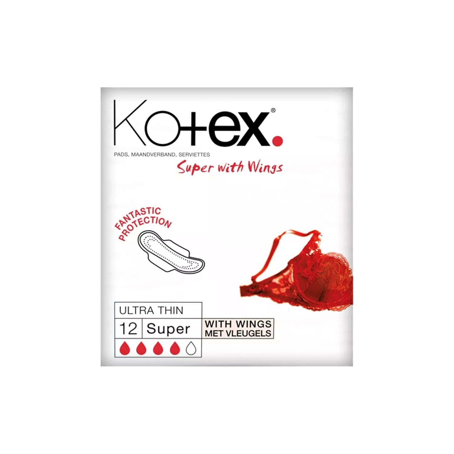 Kotex Ultra Thin Super Pads with Wings 12 Pack