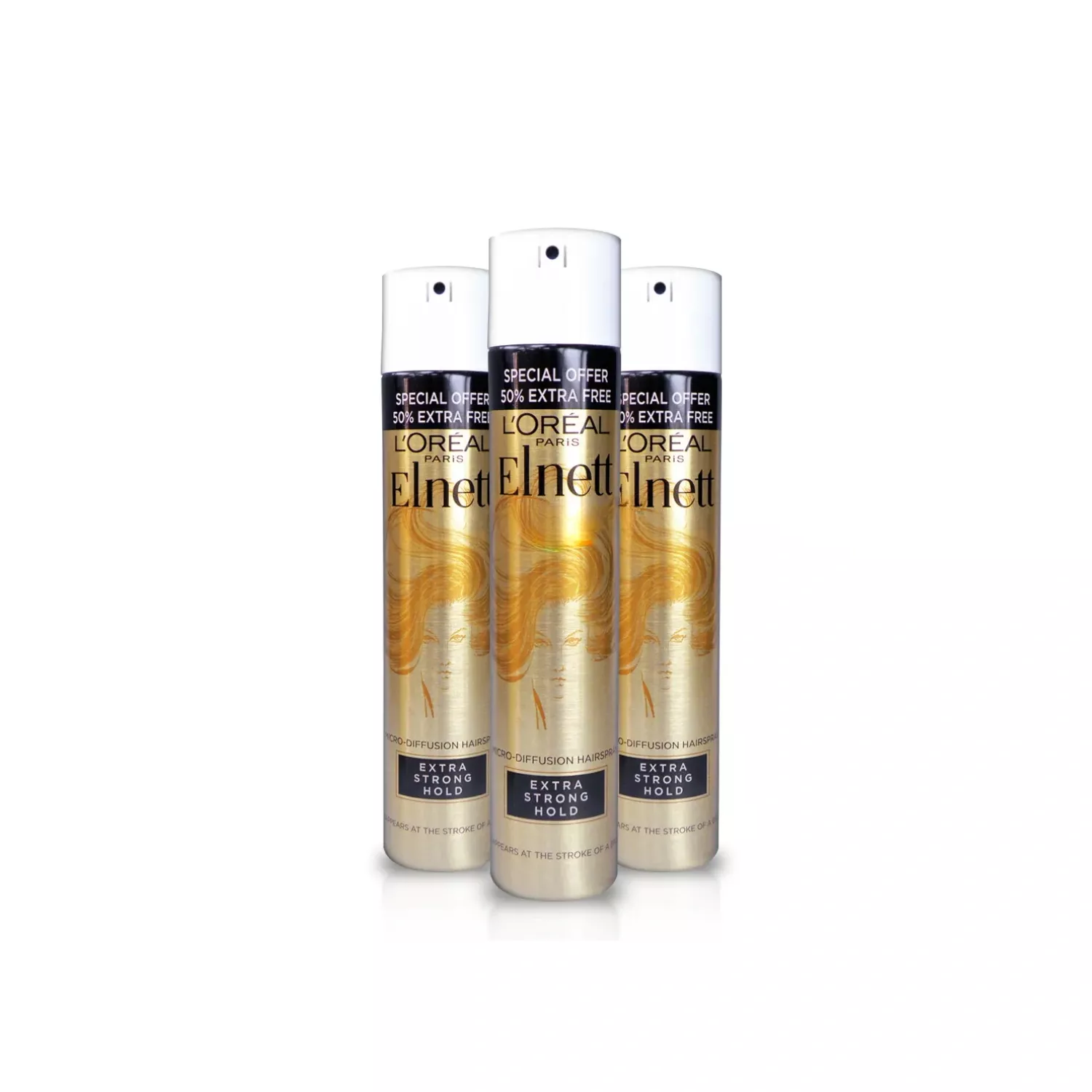 3x L'Oreal Paris Elnett Hairspray Extra Strong Hold 300ml
