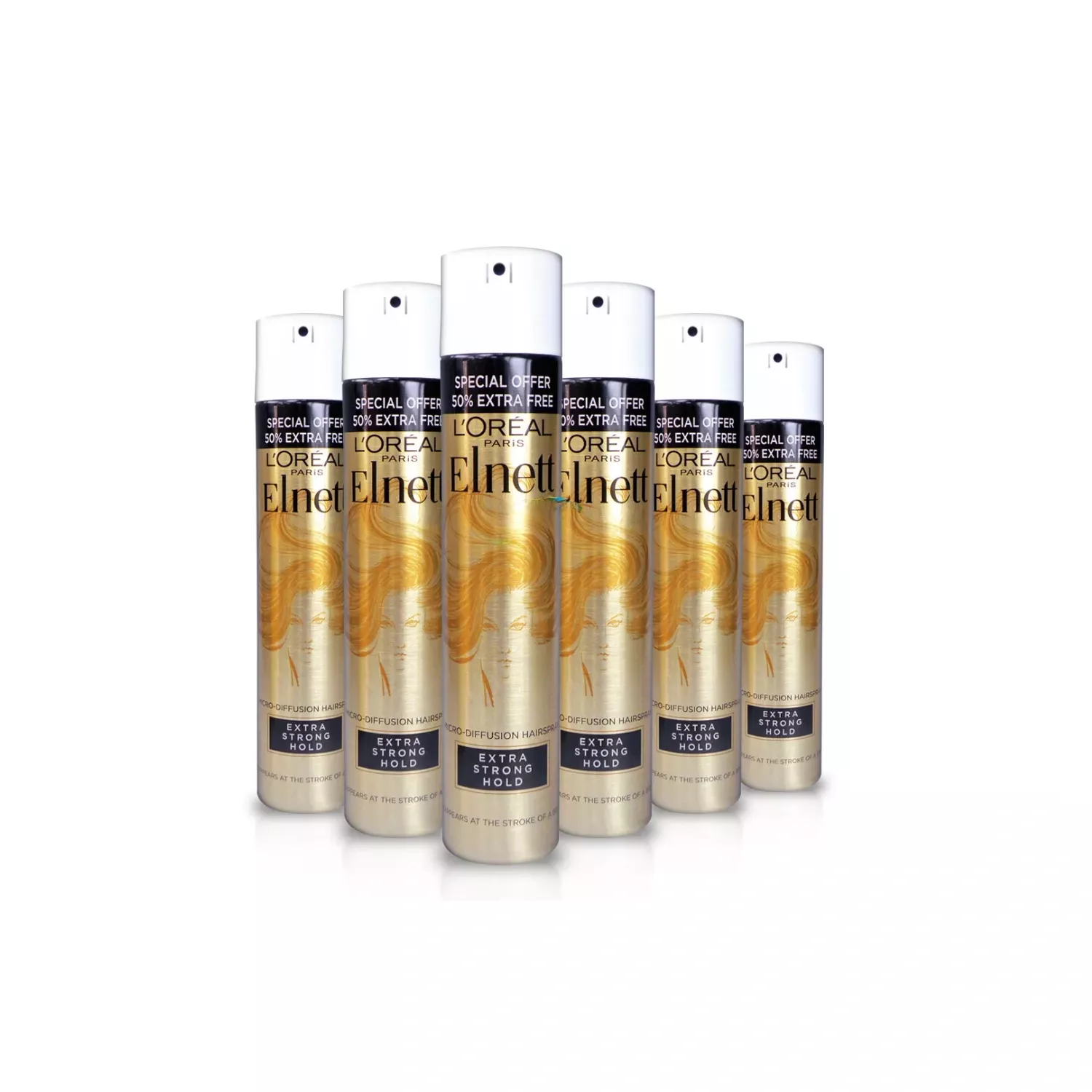 6x L'Oreal Paris Elnett Hairspray Extra Strong Hold 300ml