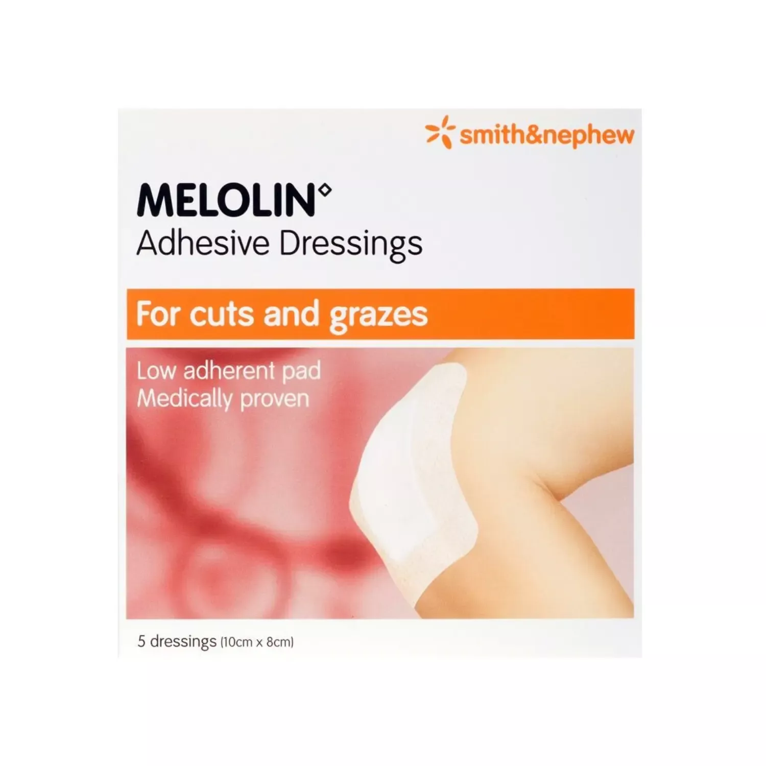 Melolin Adhesive Dressing 10cm x 8cm - 5 dressings