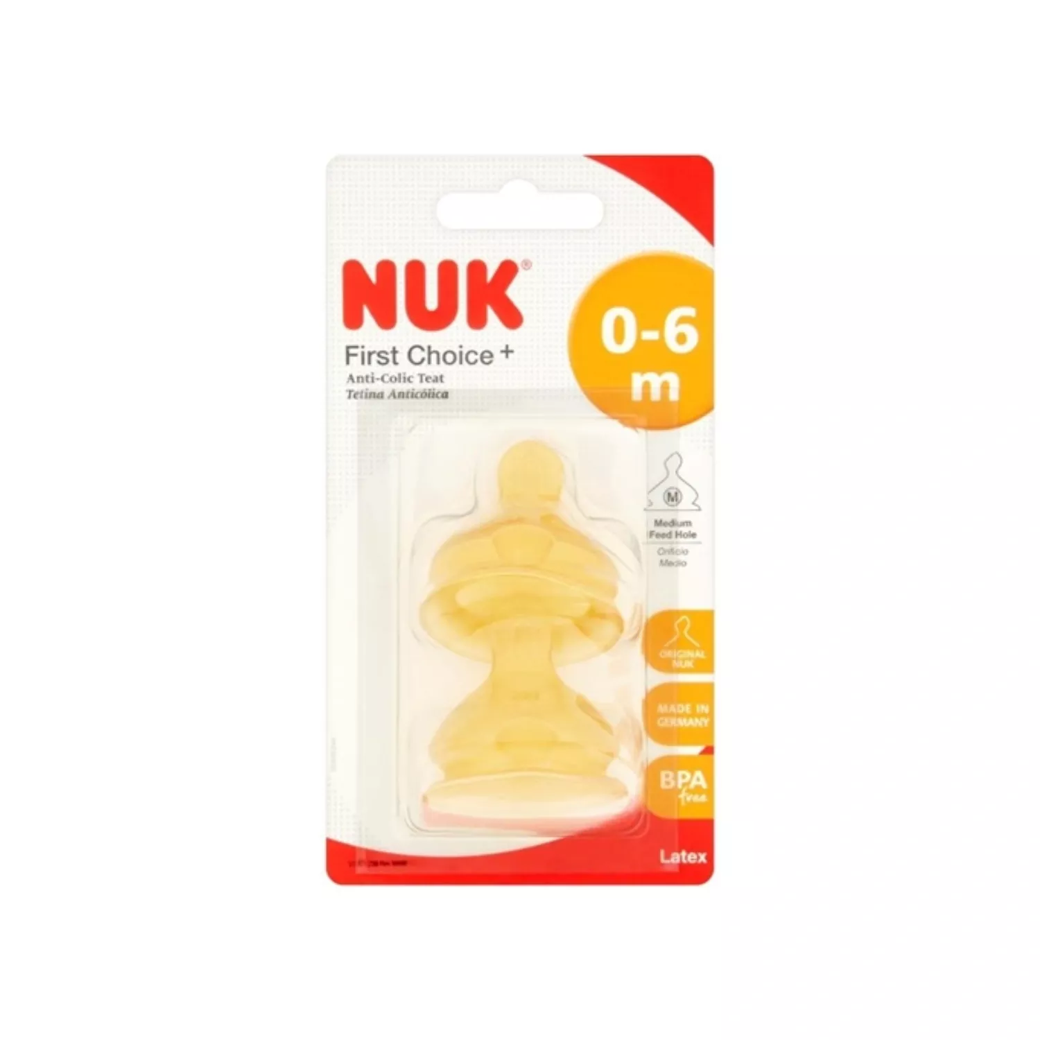 NUK First Choice+ Latex Teats, 0-6 Months