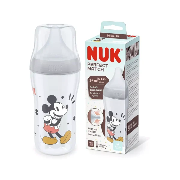 NUK-PERFECT-MATCH-TEMPERATURE-CONTROL-SILICON-MEDIUM-ANTI-COLIC-BOTTLE-MICKEY-GREY-260ML-2