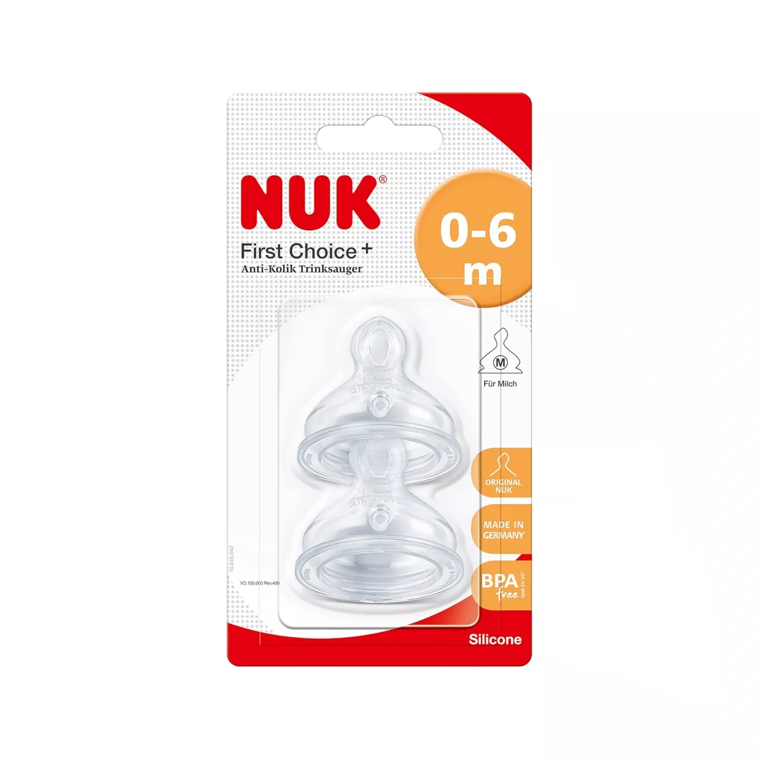 NUK First Choice+ Silicone Teats, 0-6 Months