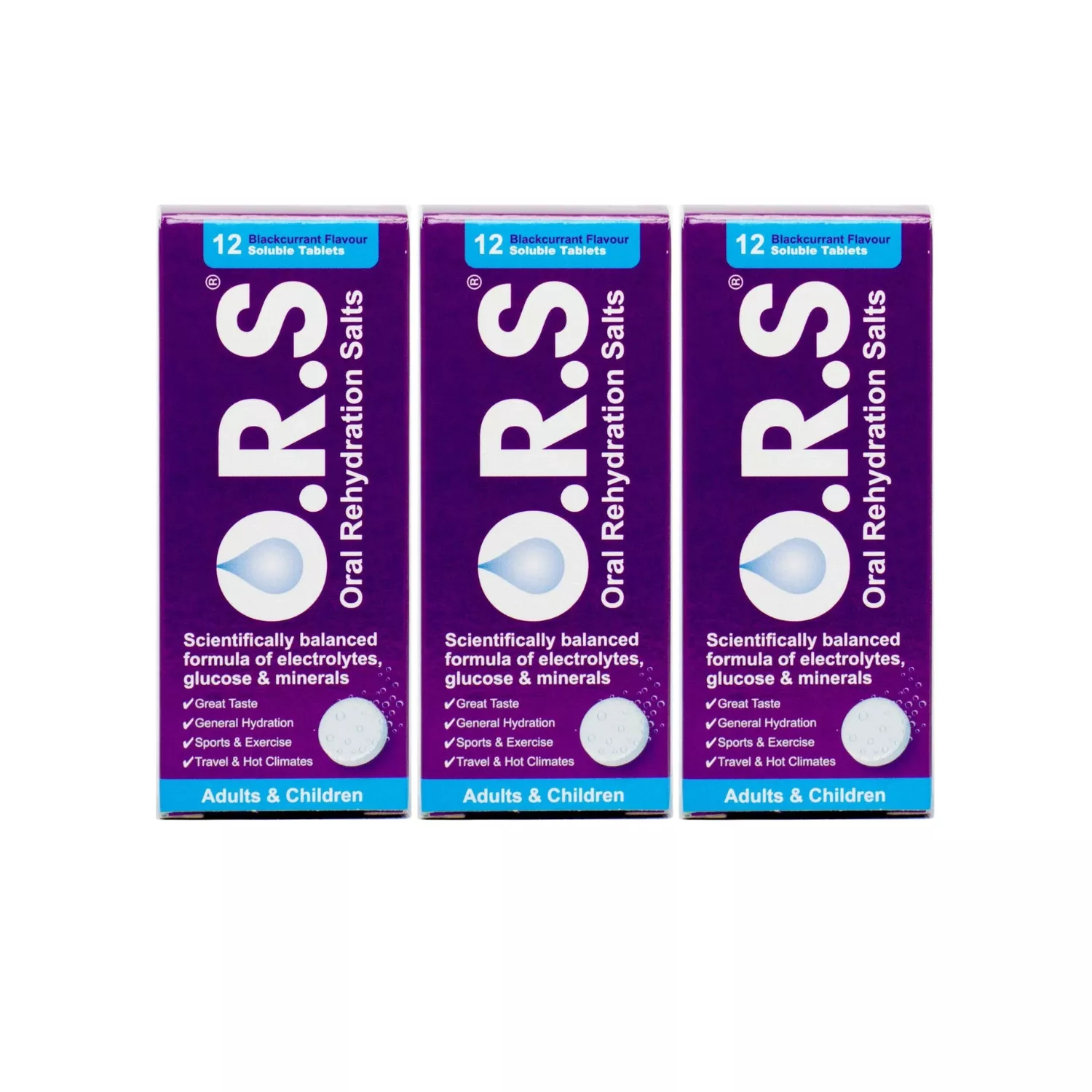 O.R.S. Hydration Blackcurrant 12 Tablets - Pack 3