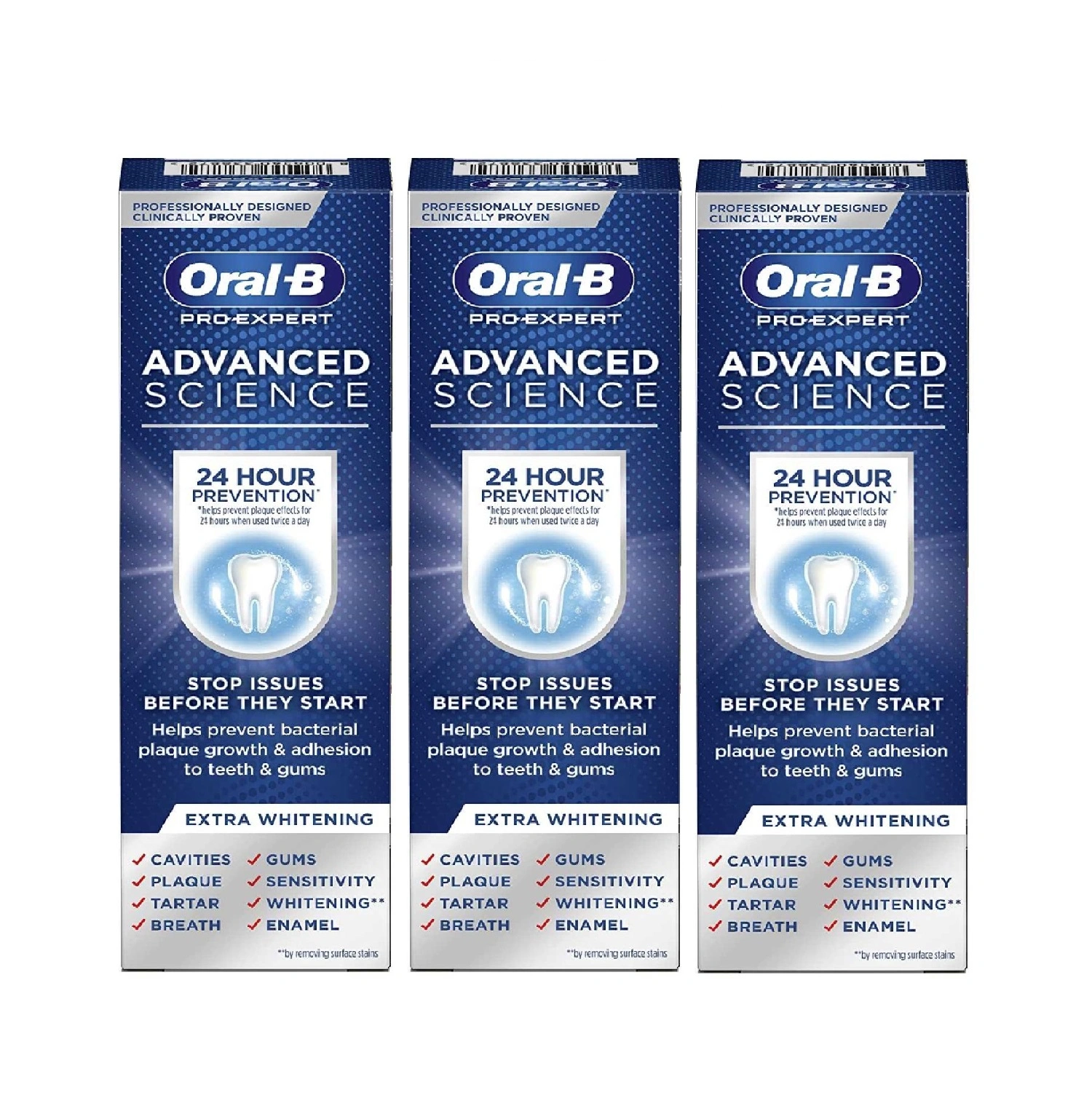 Oral B Pro Expert Advanced Science Extra White Toothpaste 75ml - Pack 3