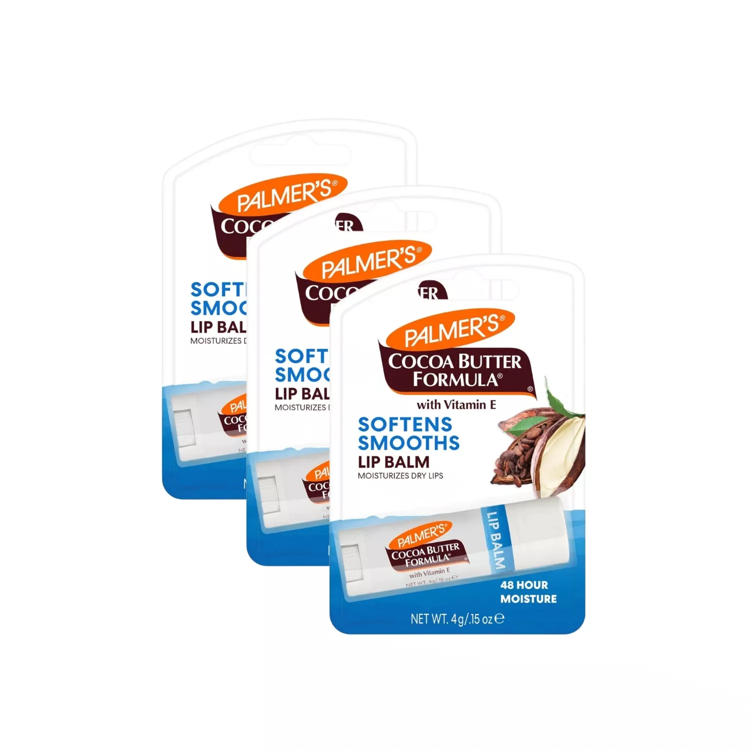 Palmers Cocoa Butter Formula Moisturizing Lip Balm SPF 15, 4g x 3 Packs
