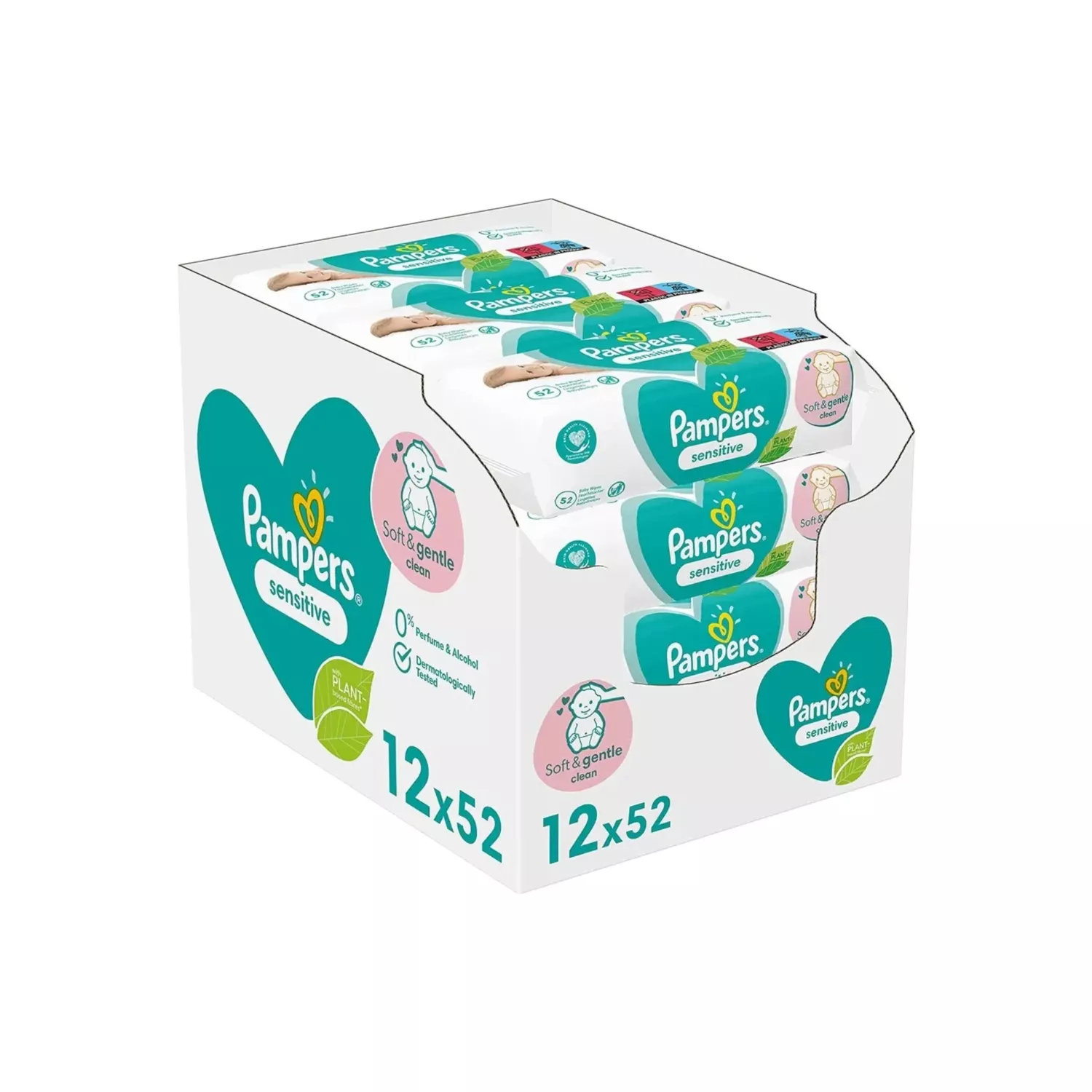 Pampers Sensitive Baby Wipes 52 Pieces Pack of 12