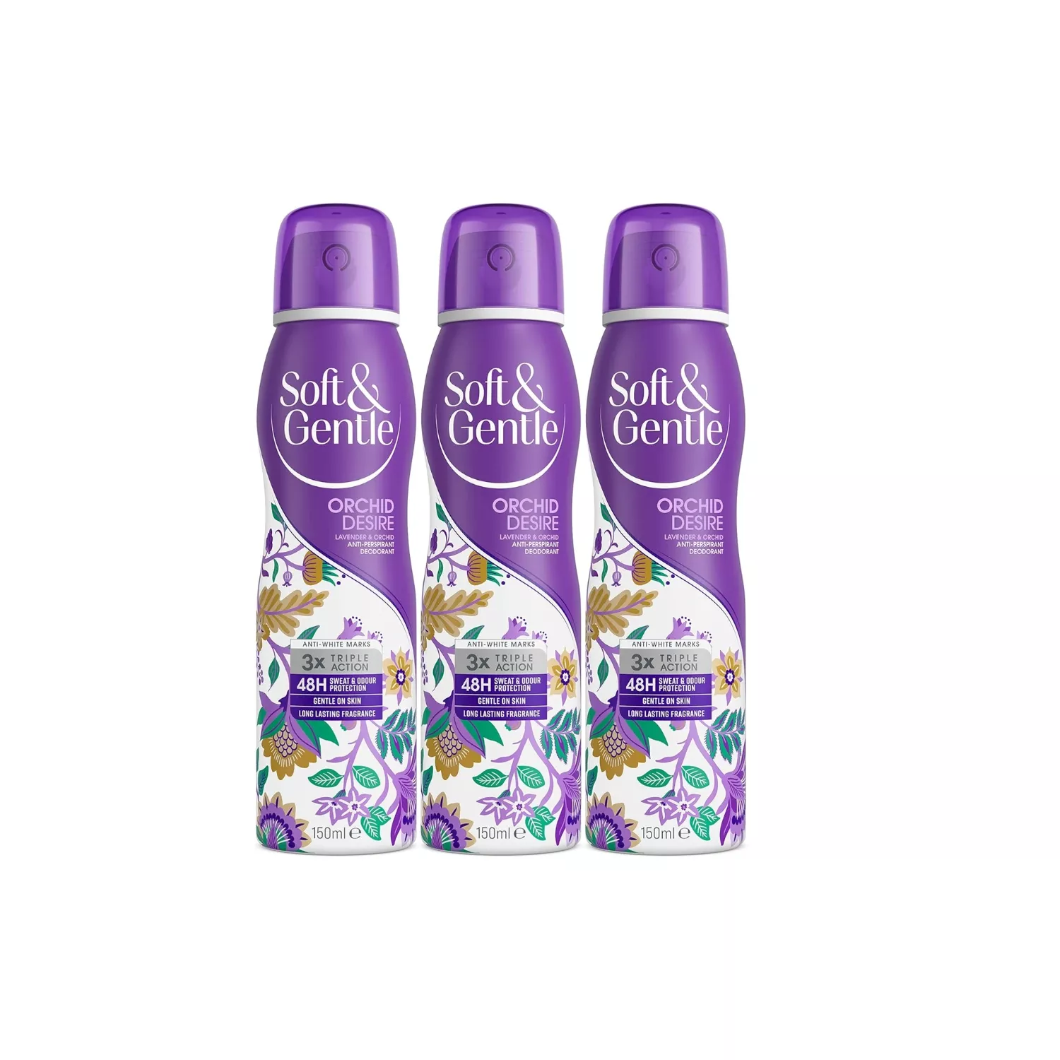 3x Soft & Gentle Orchid Desire Anti-perspirant 150ml