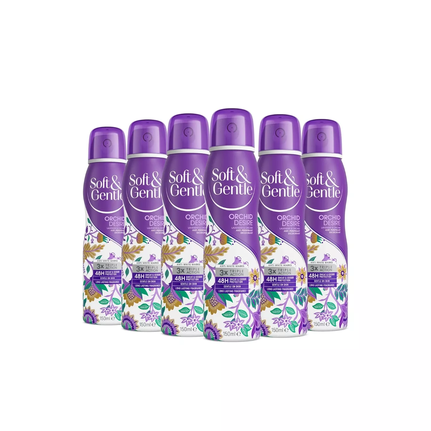 6x Soft & Gentle Orchid Desire Anti-perspirant 150ml