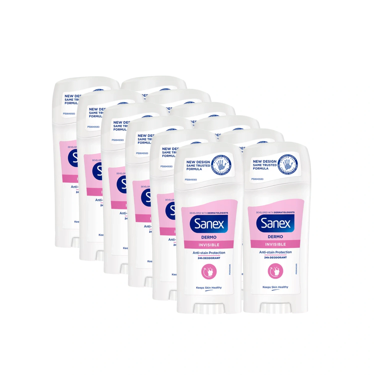 Sanex Dermo Invisible Deodorant Stick 24h - Pack of 12