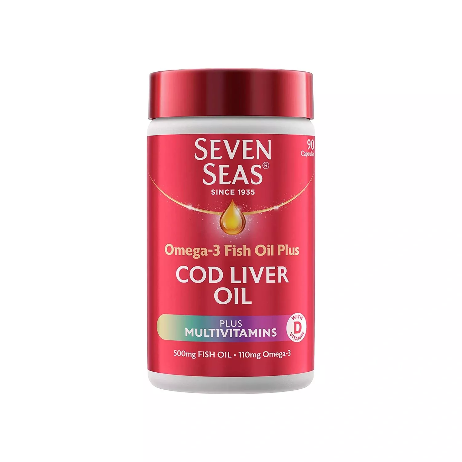 Seven Seas Cod Liver Oil Plus Multivitamins Omega-3 Fish Oil 90 Capsules