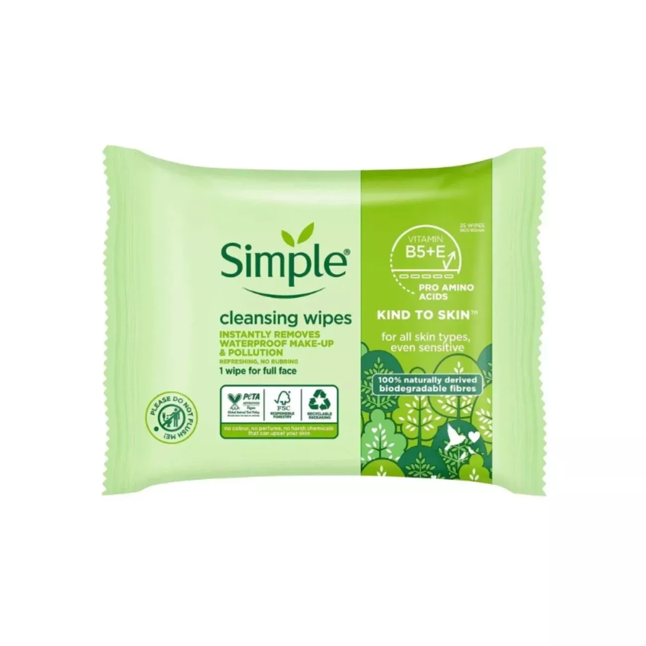 Simple Cleansing Facial Wipes 25 Pieces