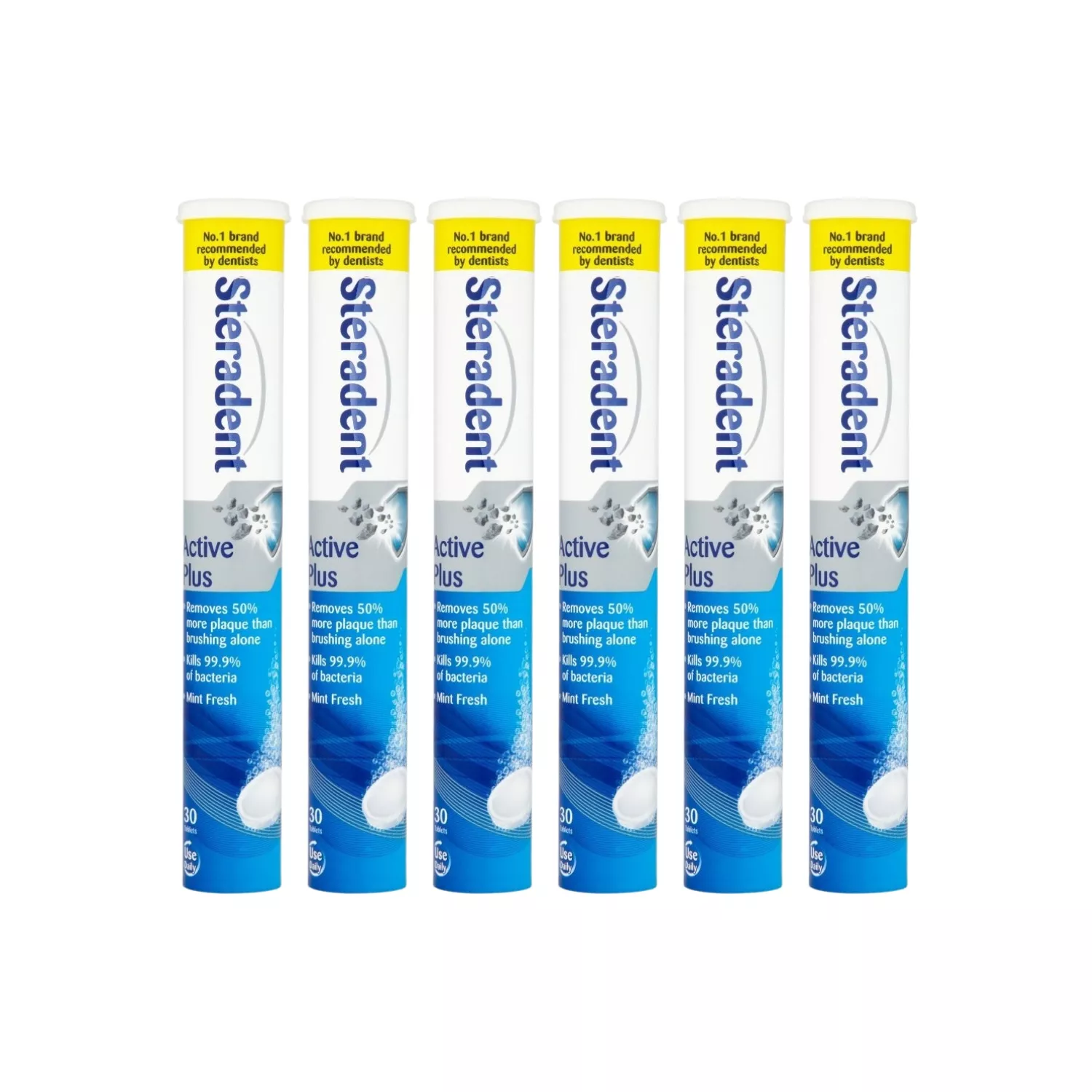 Steradent Tablets Active Plus 30 Count - Pack of 6