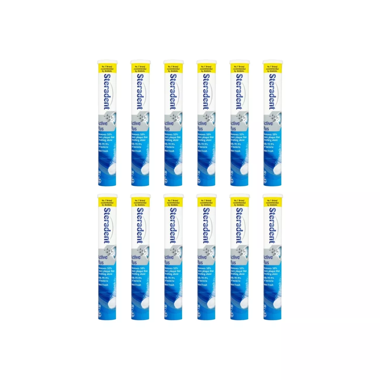 Steradent Tablets Active Plus 30 Count - Pack of 12