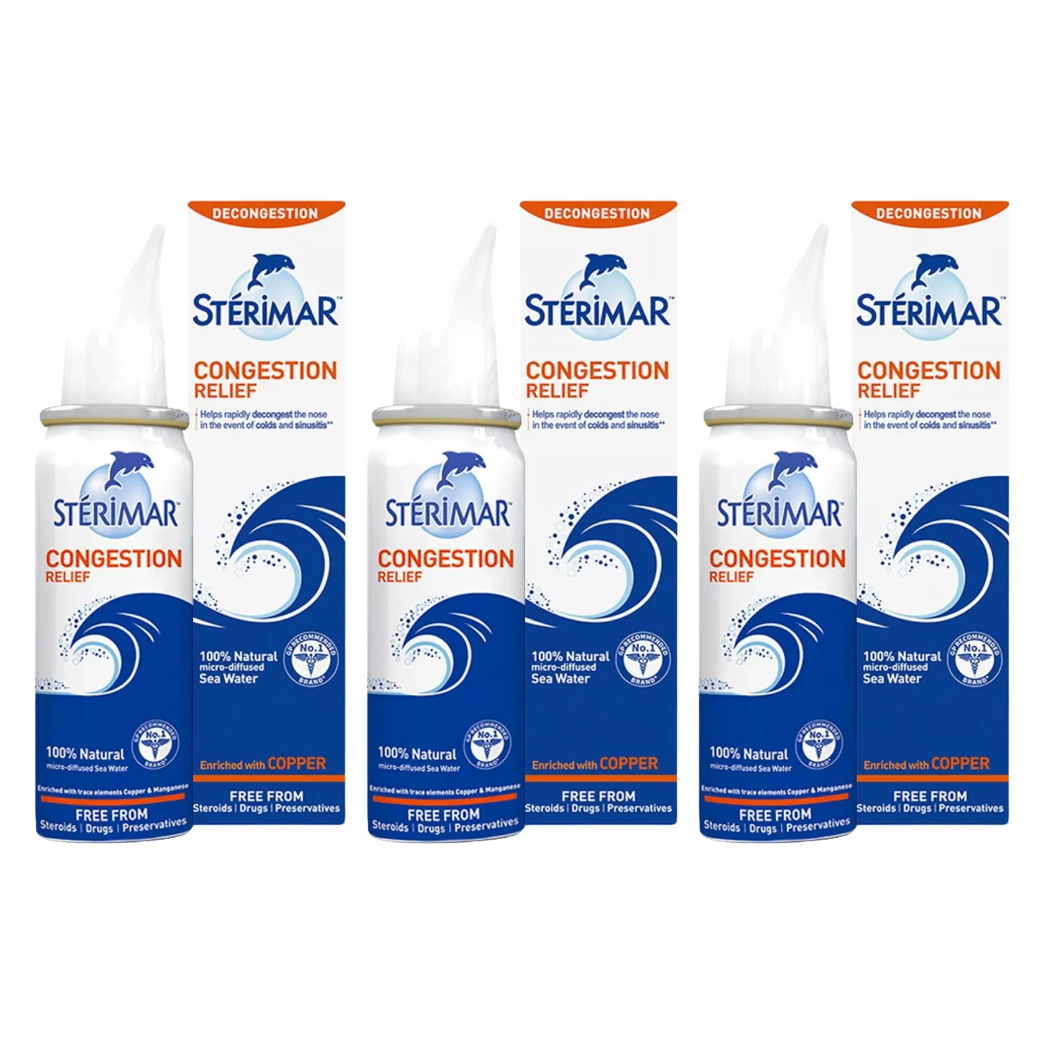 3x Sterimar Congestion Relief Nasal Spray 100ml