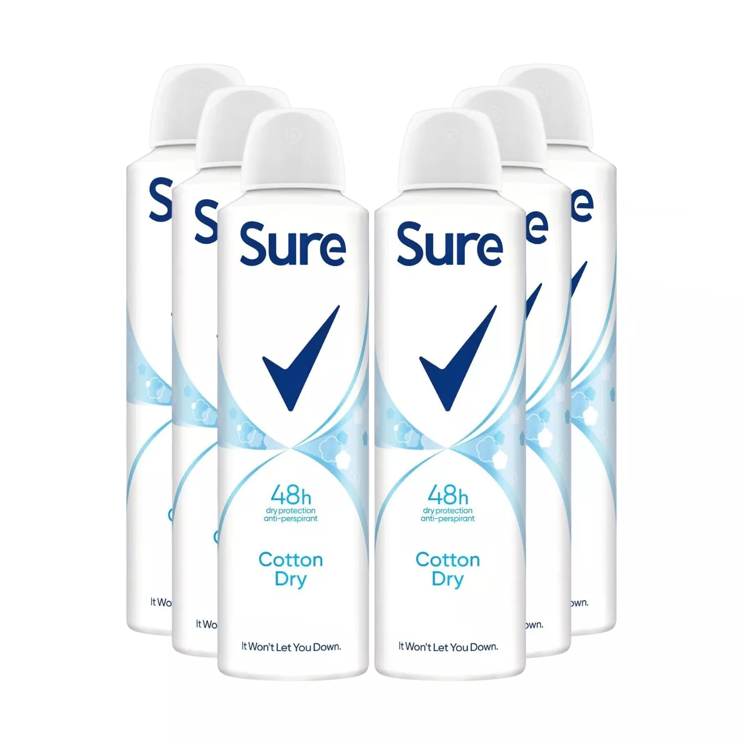 Sure Anti-Perspirant Aerosol Cotton Dry 150ml - Pack of 6