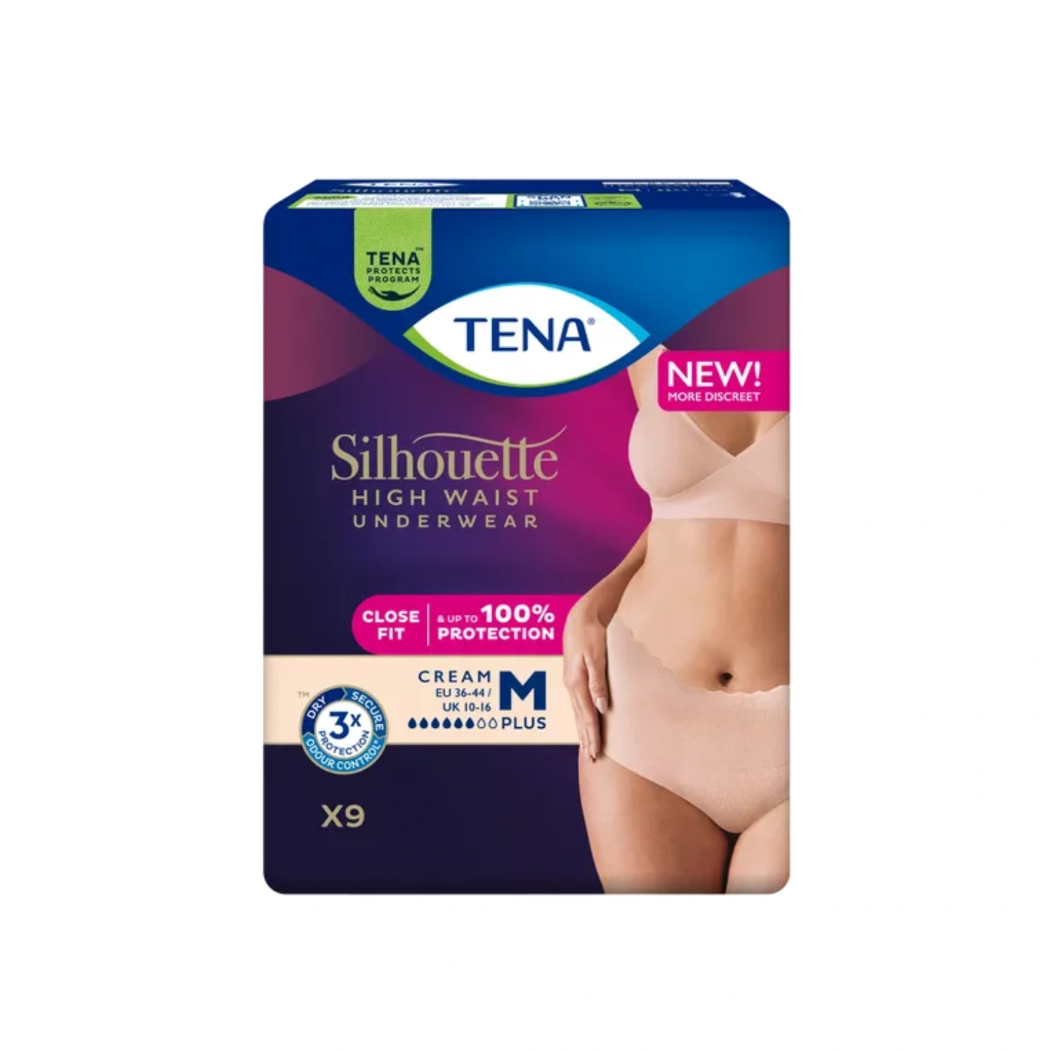 Tena Silhouette High Waist Underwear Pants Medium, 9 Pack