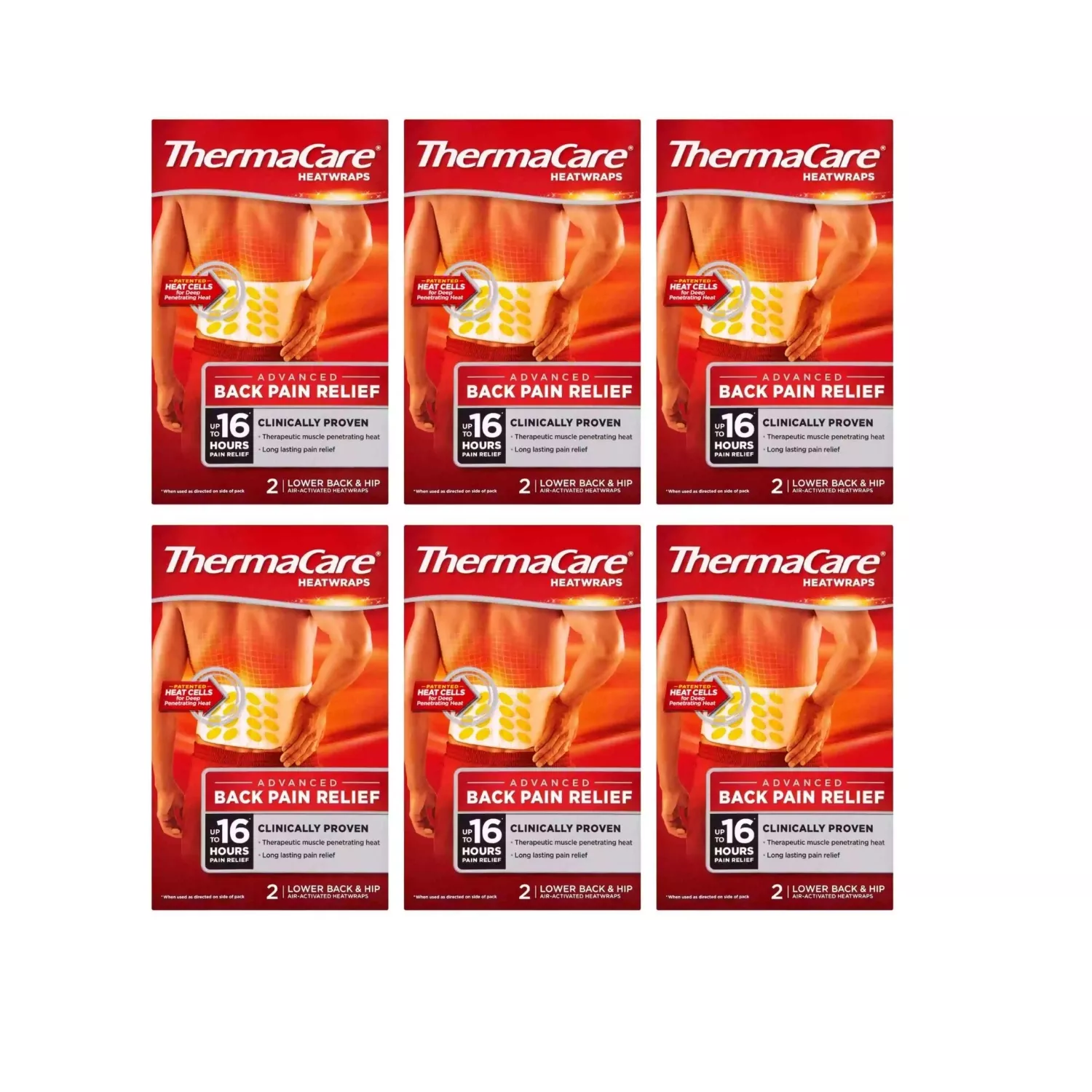 6x ThermaCare Advanced Back Pain Therapy Heatwraps