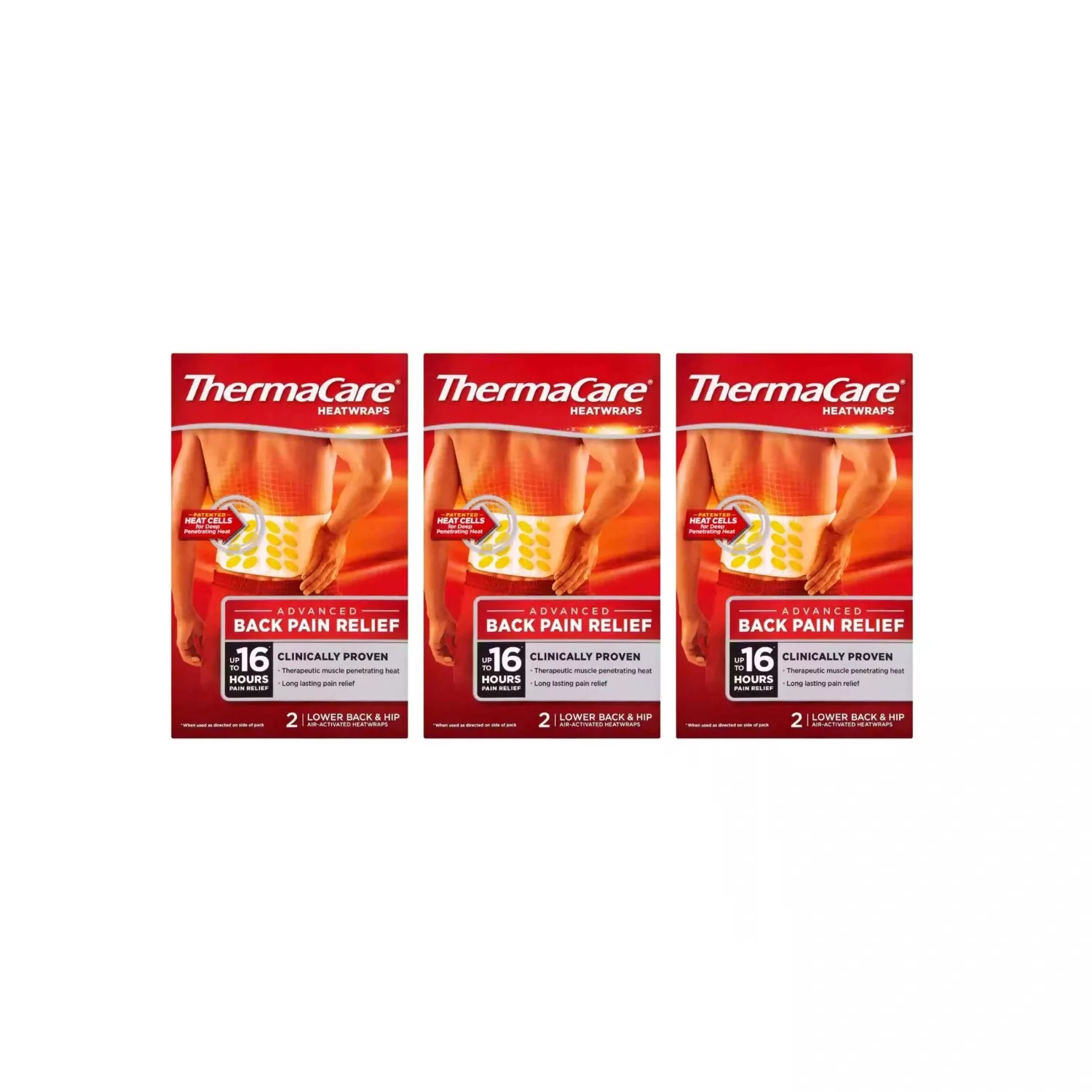 3xThermaCare Advanced Back Pain Therapy Heatwraps