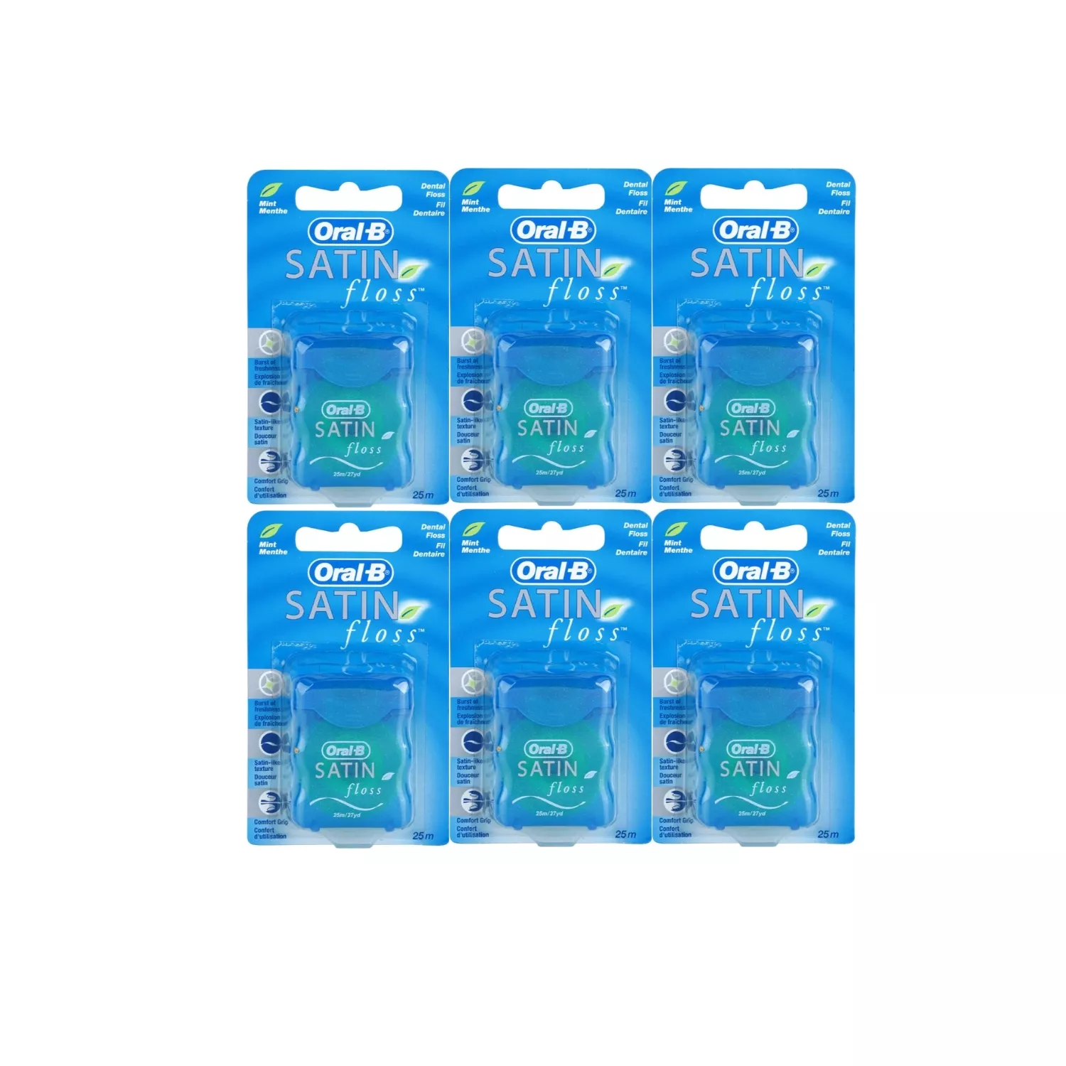 6x Oral-B Satin Dental Floss Mint 25m