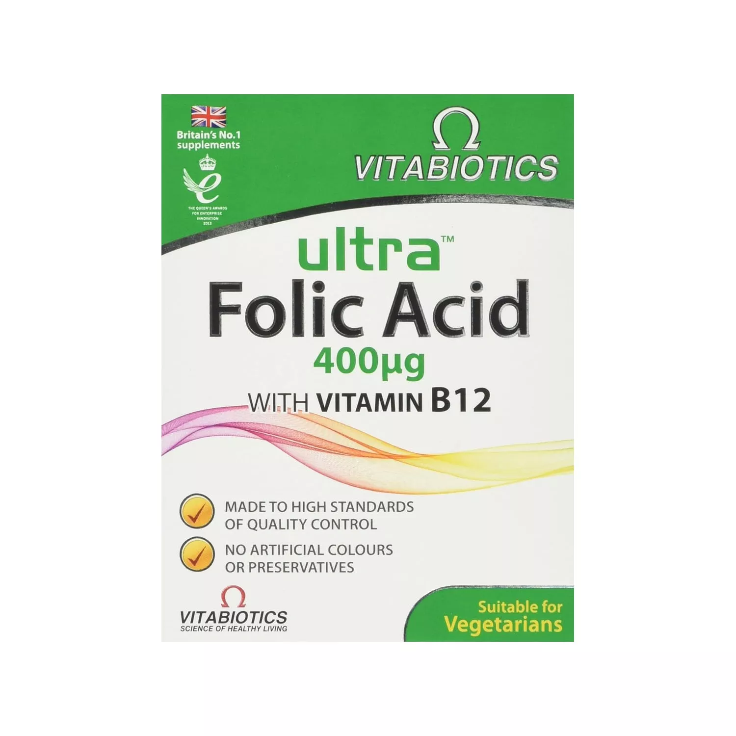 Vitabiotics Ultra Folic Acid, Vitamin B9 with Vitamin B12-60 Tablets
