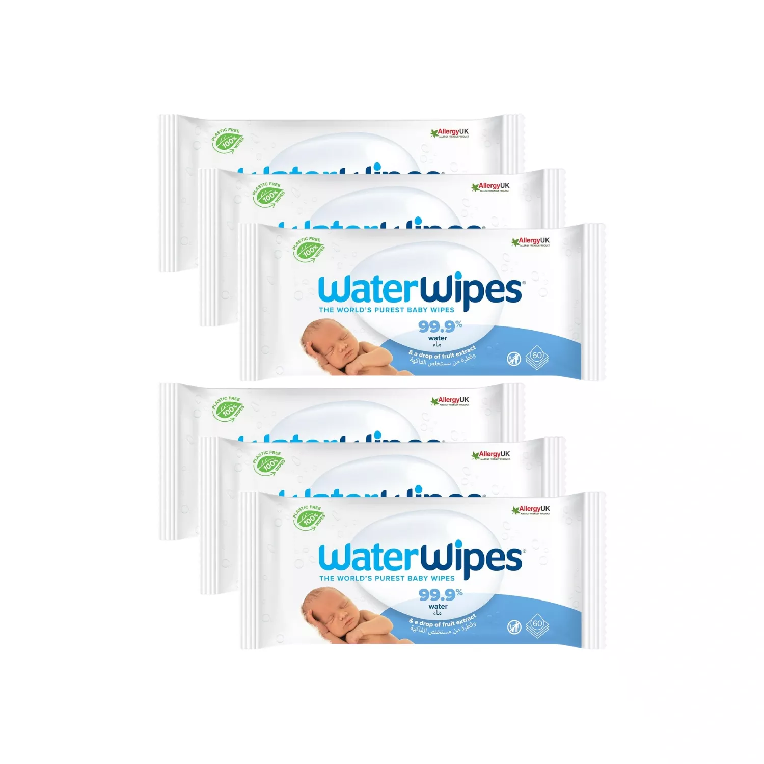 WaterWipes Newborn Baby Wipes - 6 x 60 Wipes