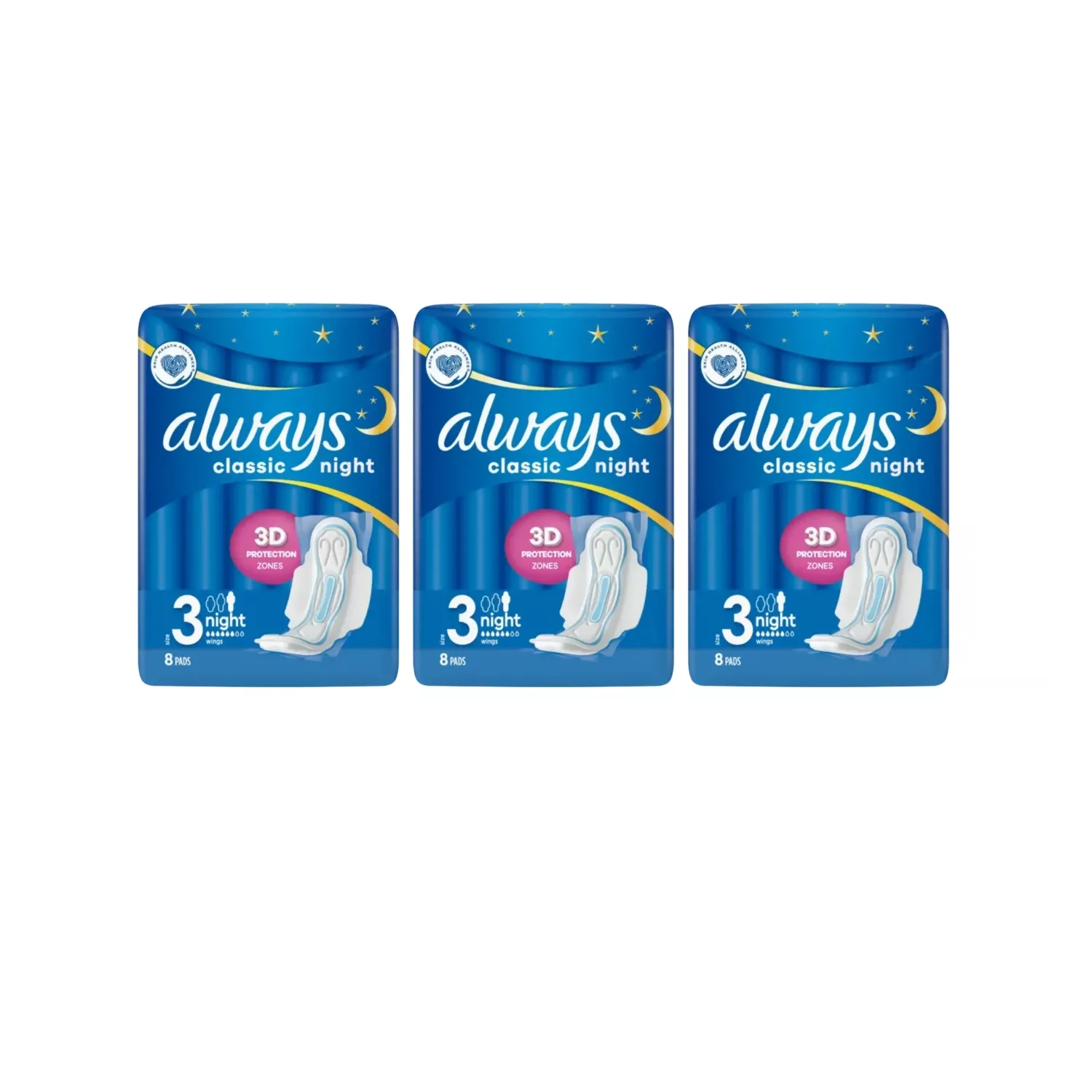 Always Maxi Classic Night 8 Pads - Pack of 3