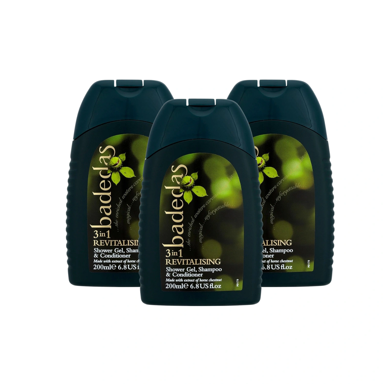 Badedas 3 in 1 Revitalising Shower Gel, Shampoo and Conditioner 200ml, Pack of 3
