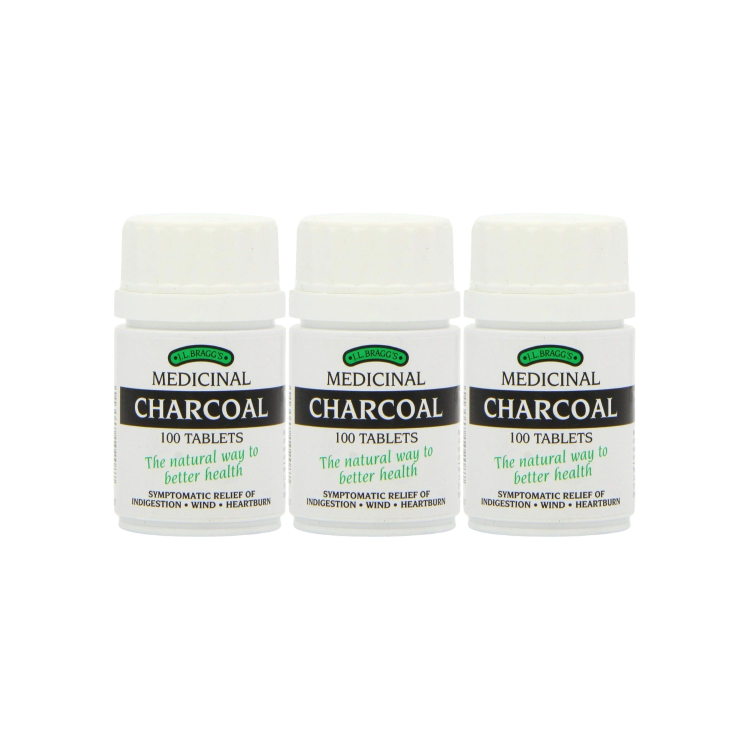 Bragg's Medicinal Charcoal 100 Tablets - Pack of 3