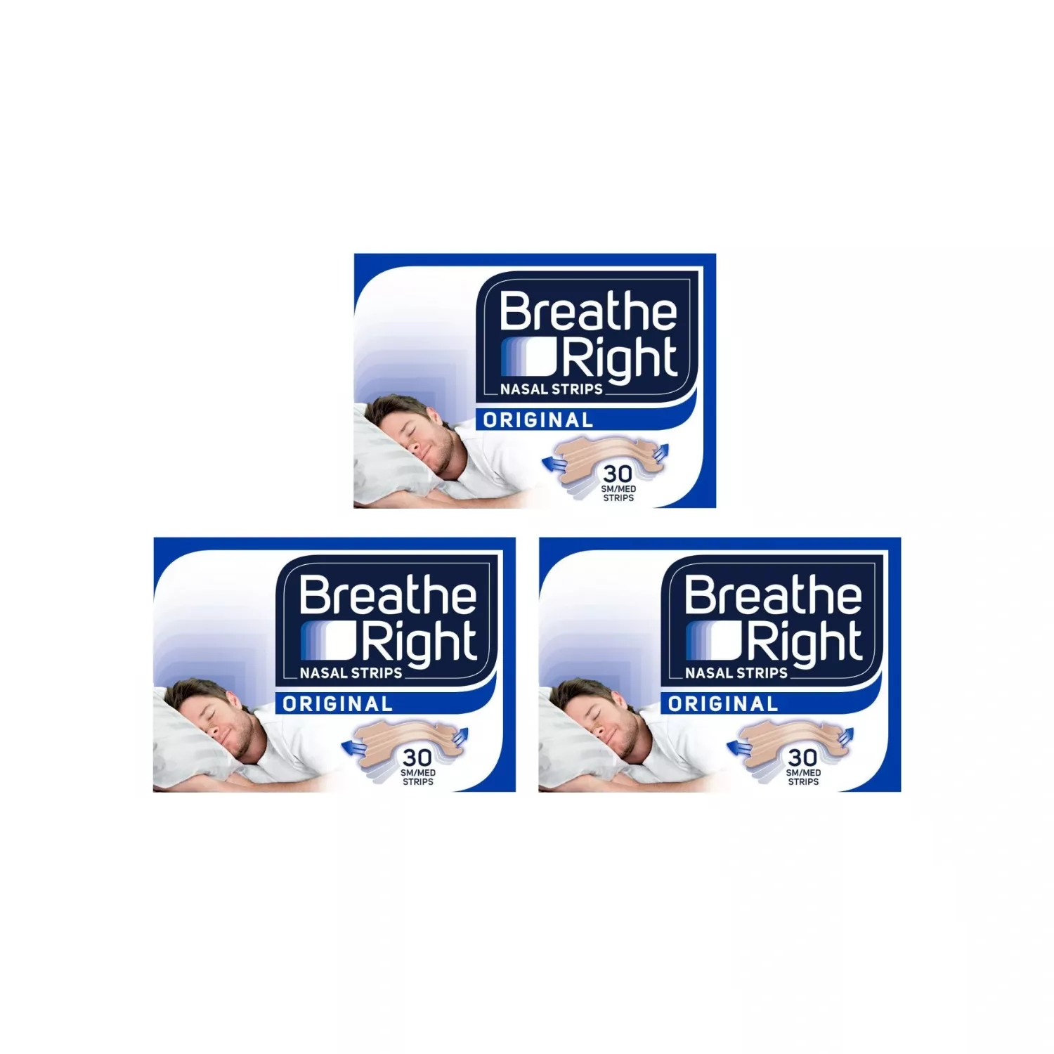 Breathe Right Nasal Strips 30 Strips  Pack of 3