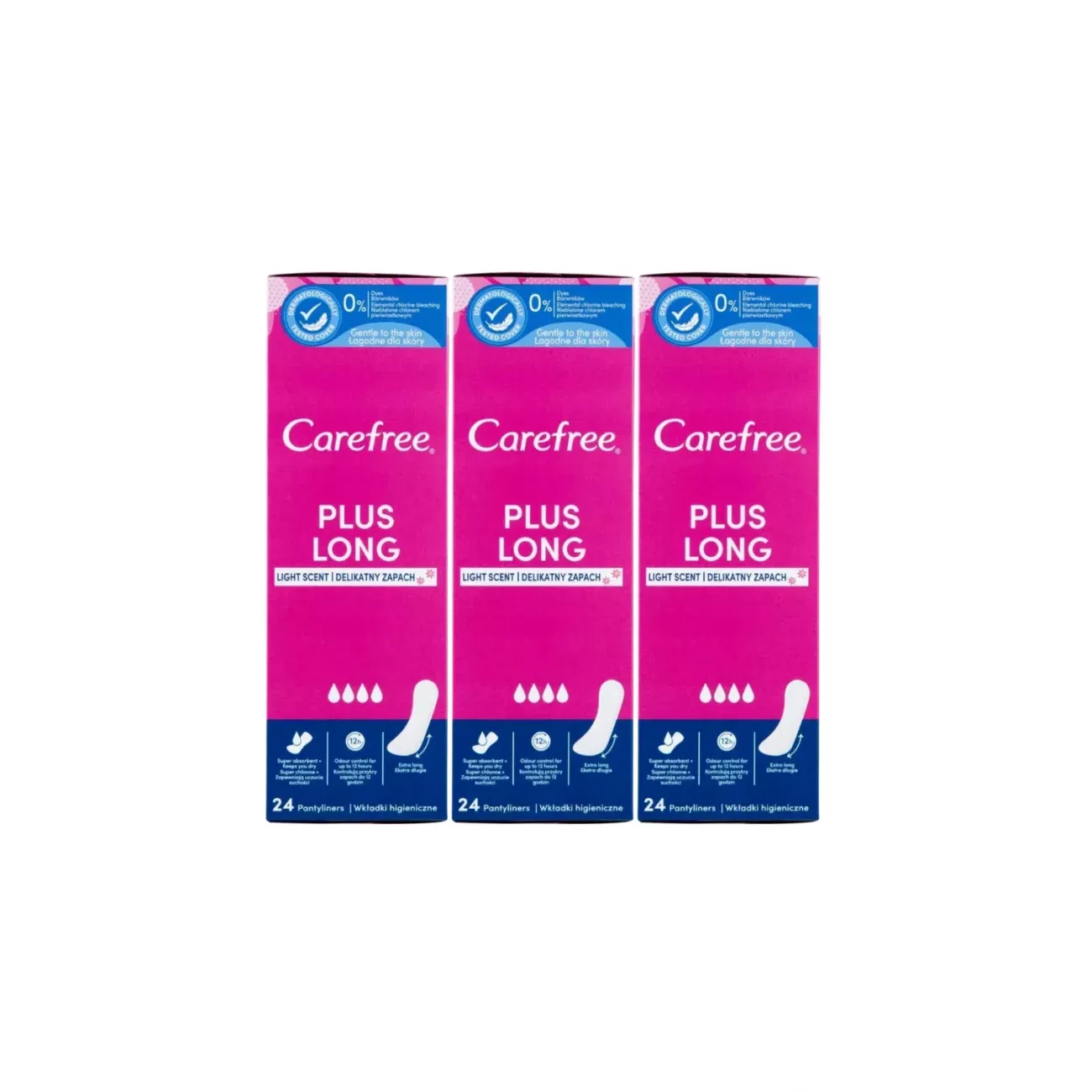 Carefree Plus Long Panty Liners 24 Pack - Pack 3