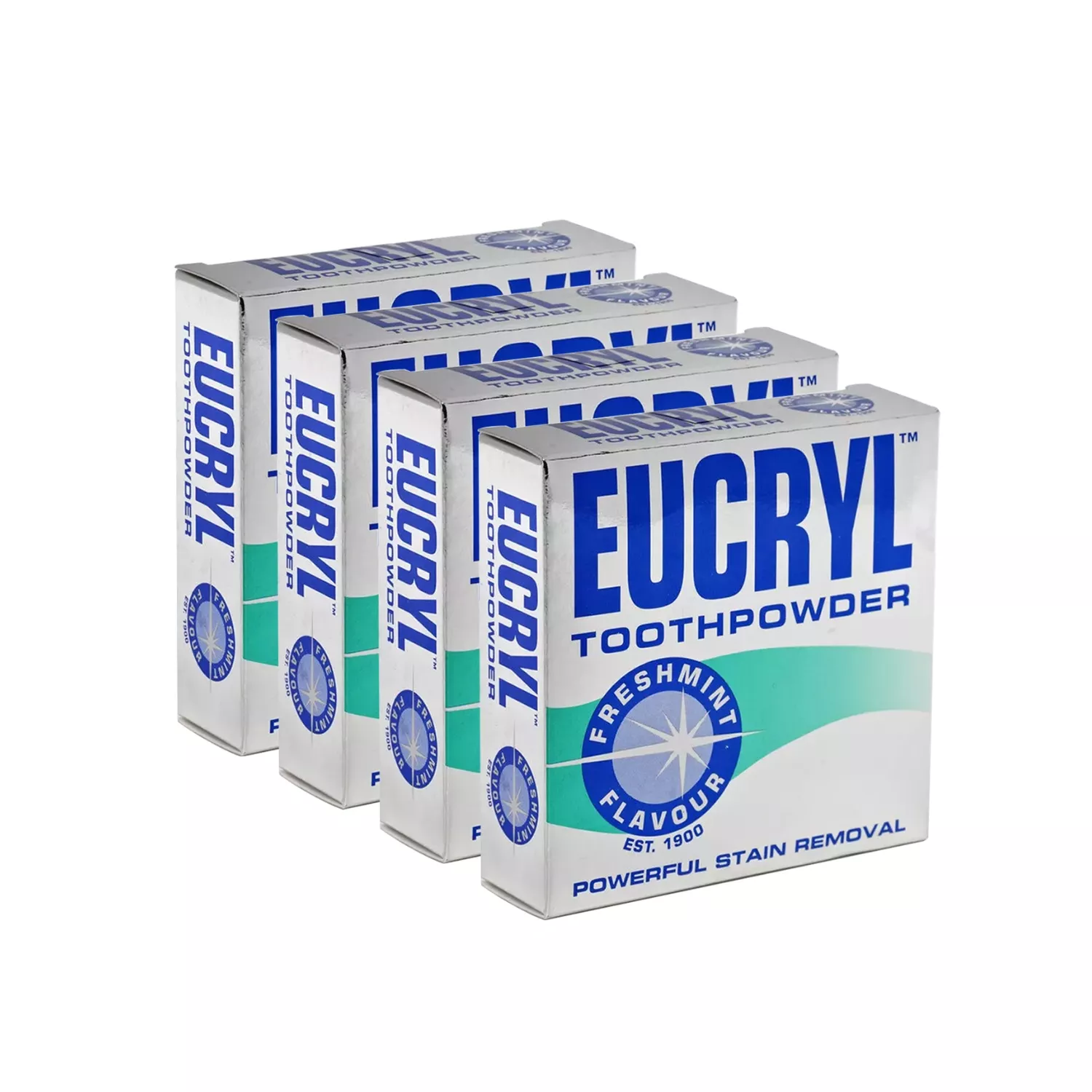 Eucryl Tooth Powder Freshmint Flavour Powerful Stain Removal 50g (Pack of 4)