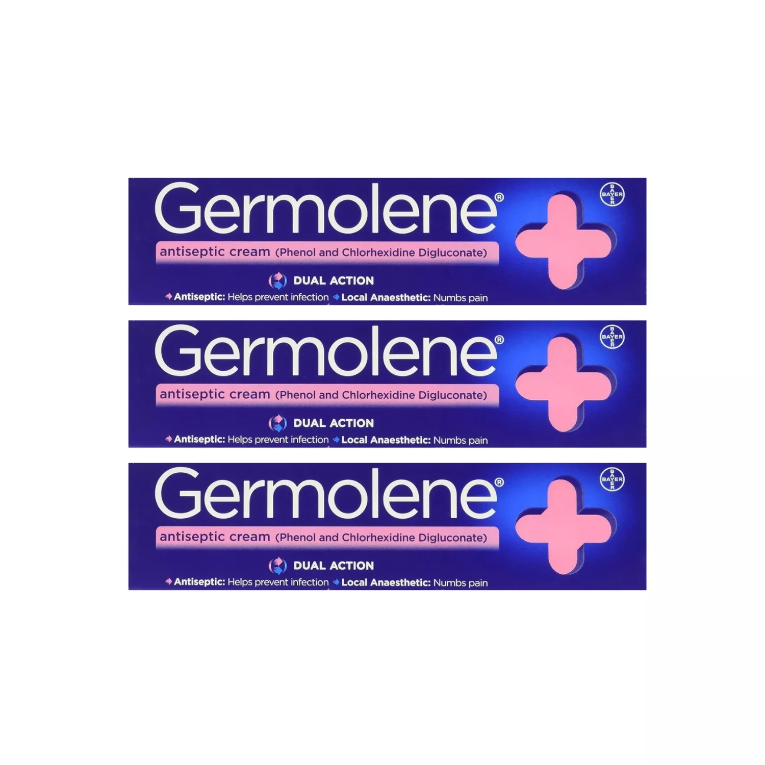 3x Germolene Dual Action Antiseptic Cream 55g