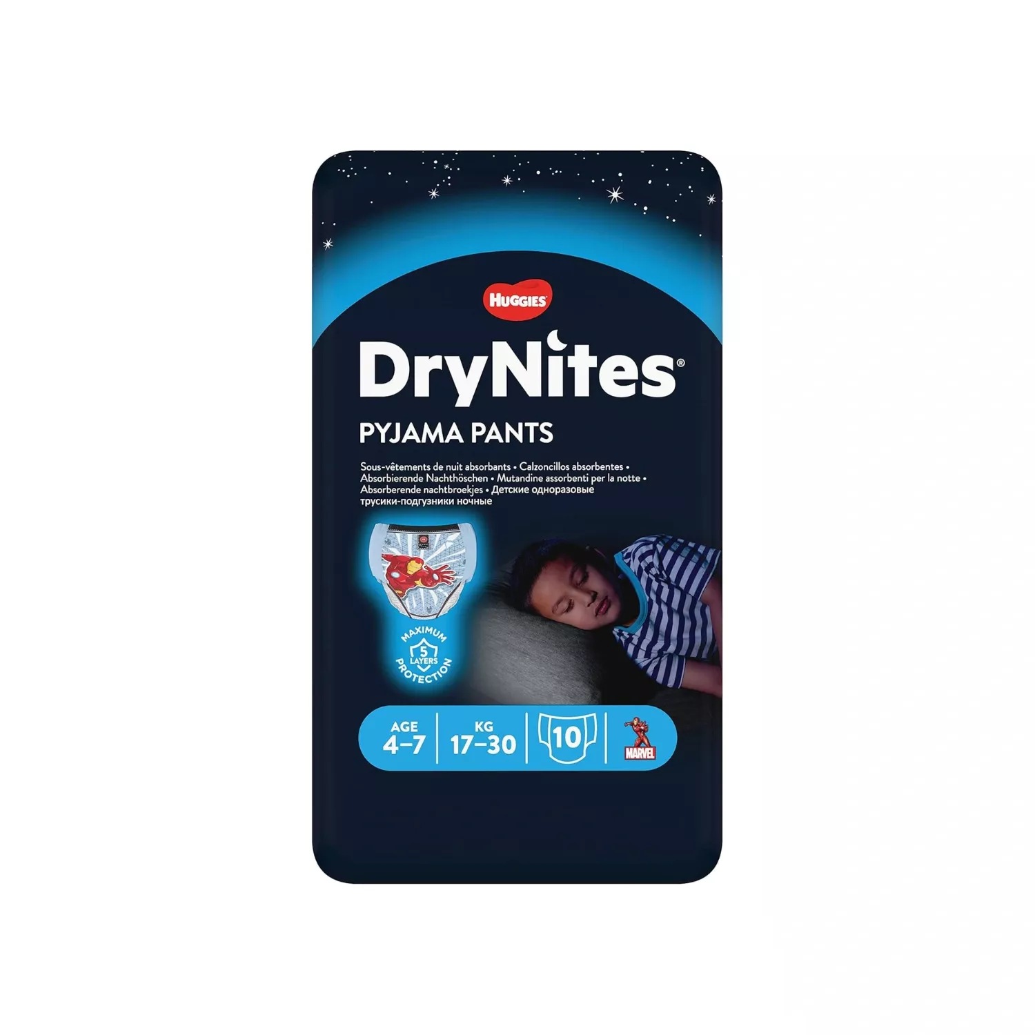 Huggies Boys DryNites Pyjama Pants 4-7 Years (17-30kg) 10 Pack
