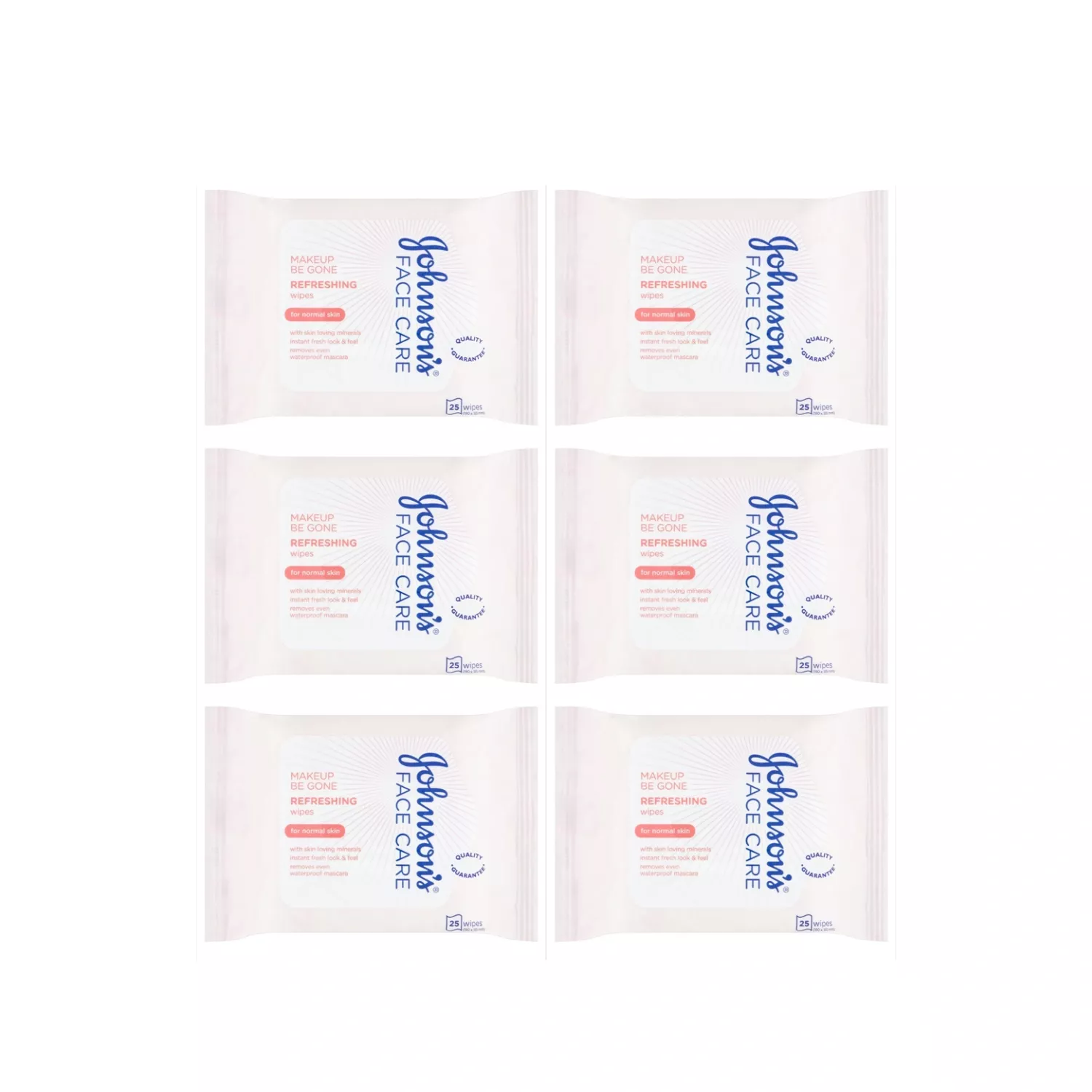 Johnsons Makeup Be Gone Refreshing Wipes 25 x 6 Packs