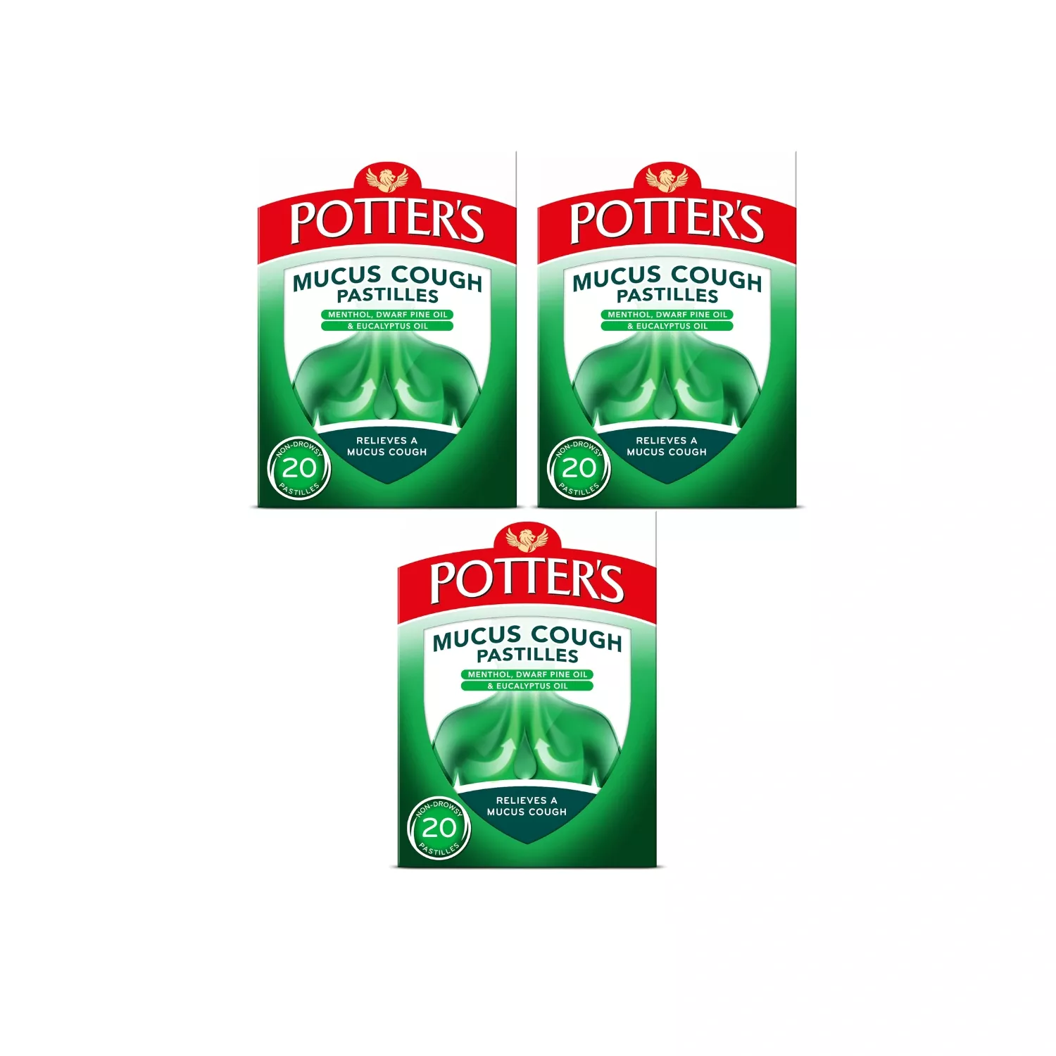 Potters Mucus Cough 20 Pastilles - Pack of 3