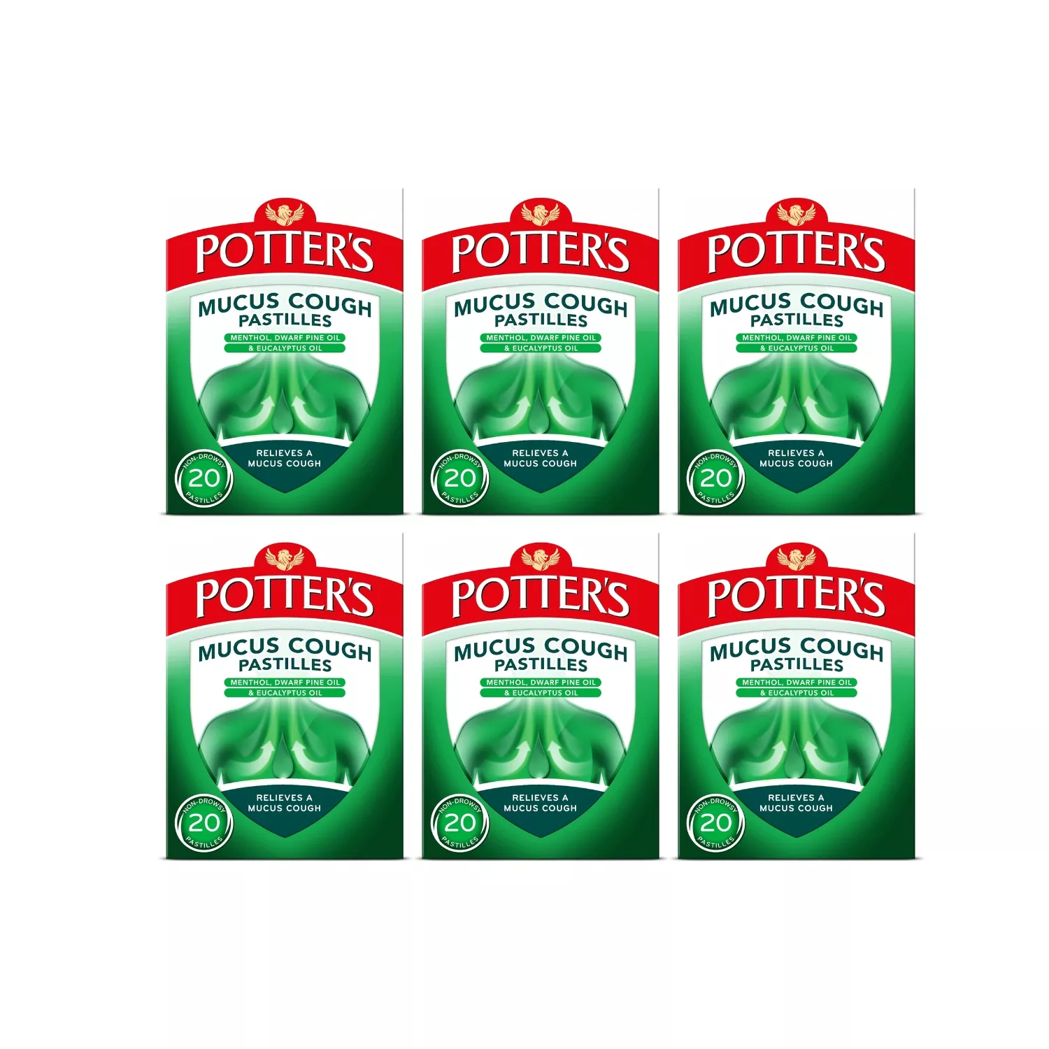 Potters Mucus Cough 20 Pastilles - Pack of 6