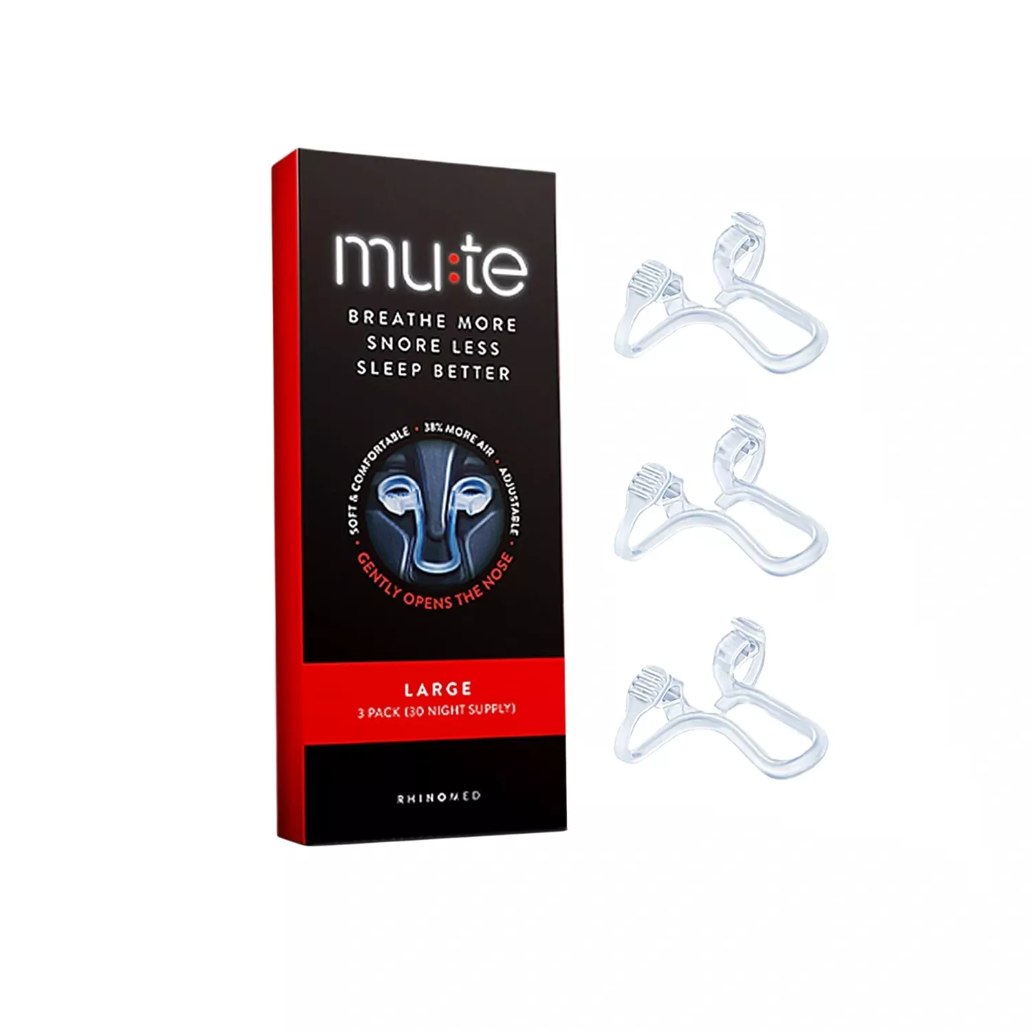 Rhinomed Mute Nasal Dilator for Snore Reduction Large - 3 Pack