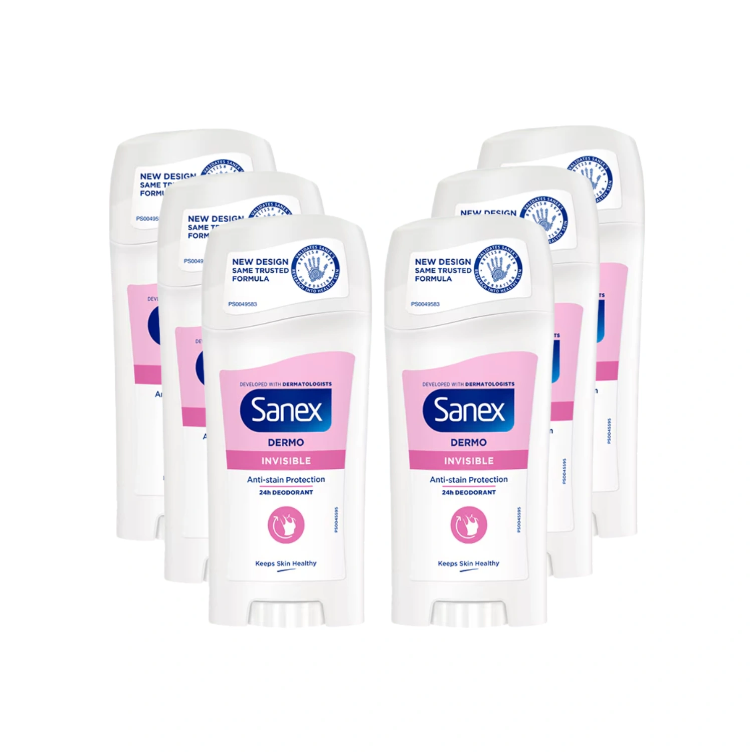 6x Sanex Dermo Invisible Stick Deodorant 24H 65ml