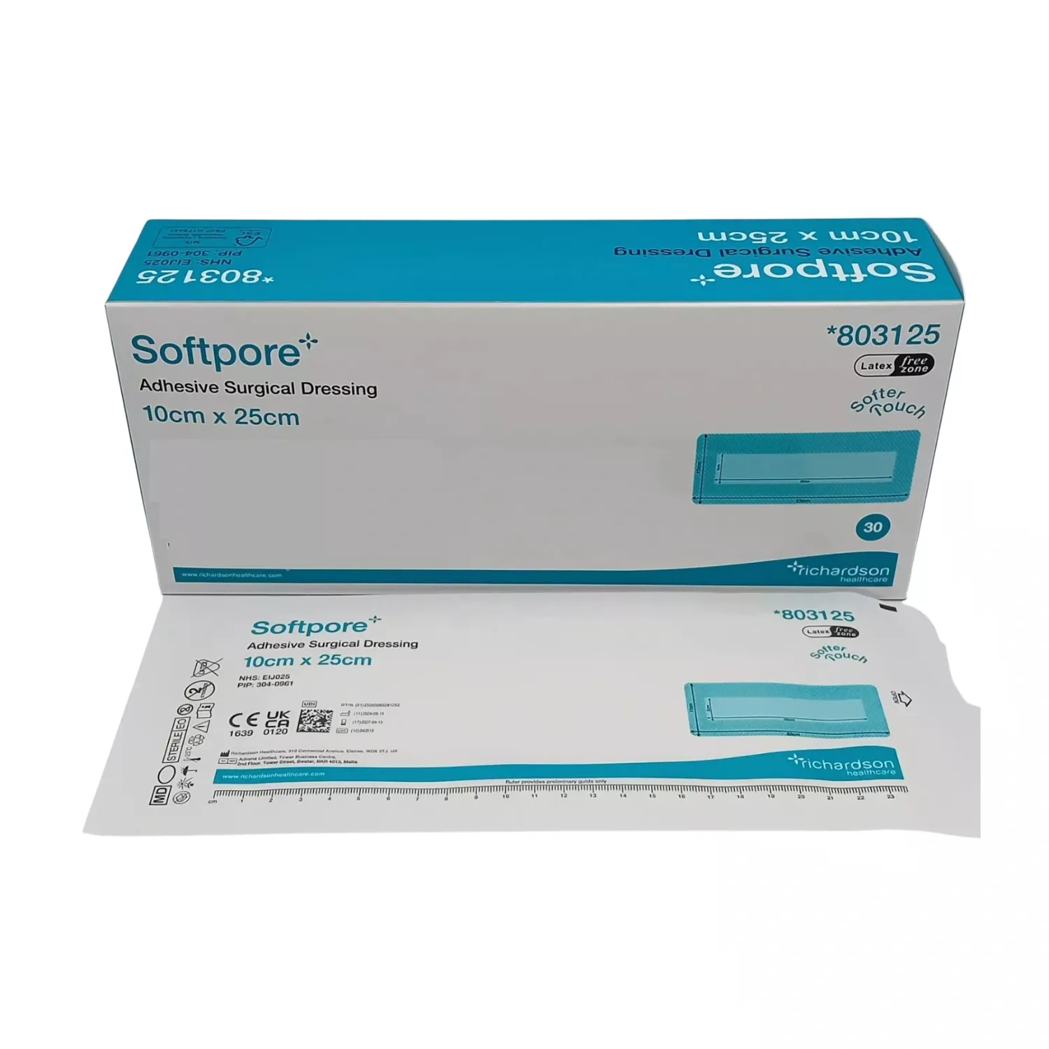 Softpore 10cm x 25cm Adhesive Wound Dressings Pack of 30