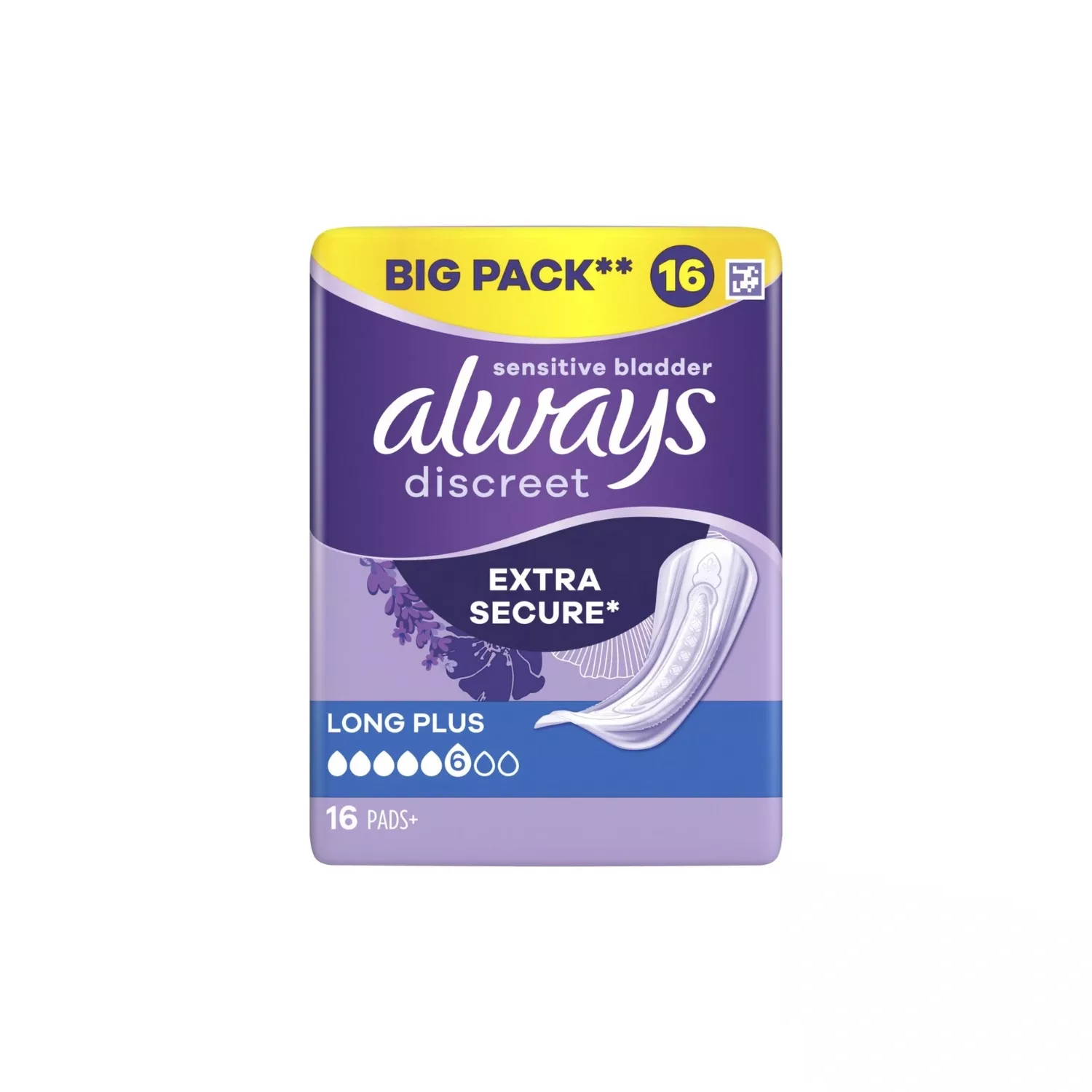 Always Discreet Long Plus Pads Value 16 Count