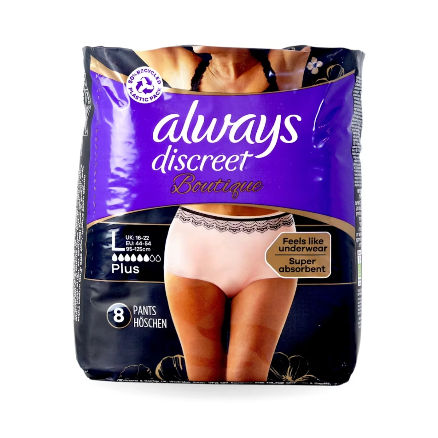 Always Dailies Discreet Boutique Plus Pants Large 8 Pack