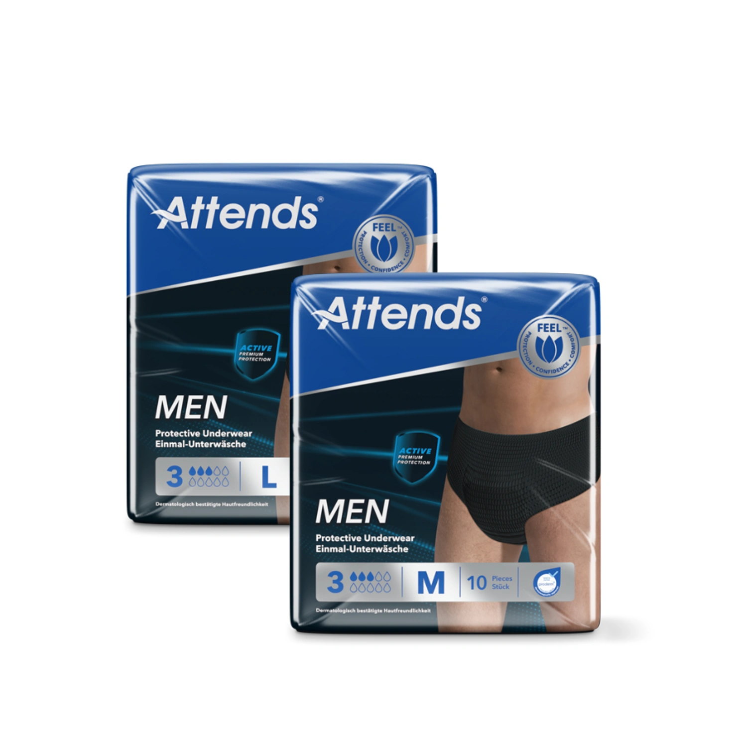 Attends Men Protective Underwear 3 Medium, Large Pack of 10