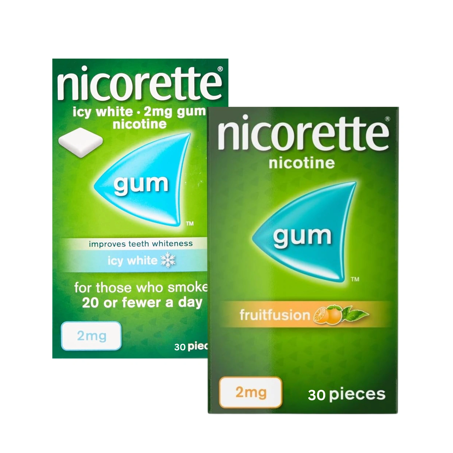 Nicorette Chewing Gum Fruitfusion & Icy White 2mg 30 Pieces