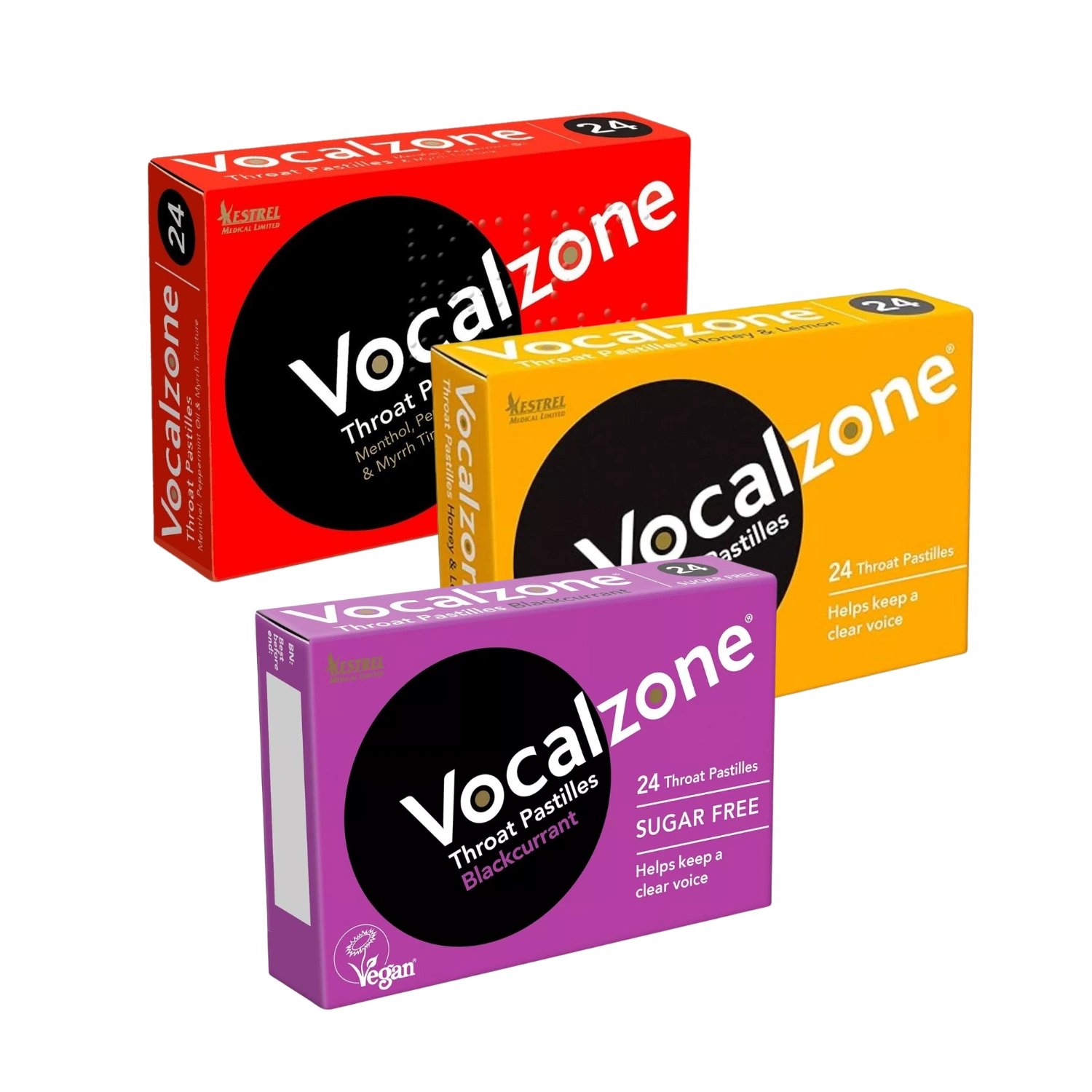 Vocalzone 3 Flavour Sore Throat Relief Pastilles