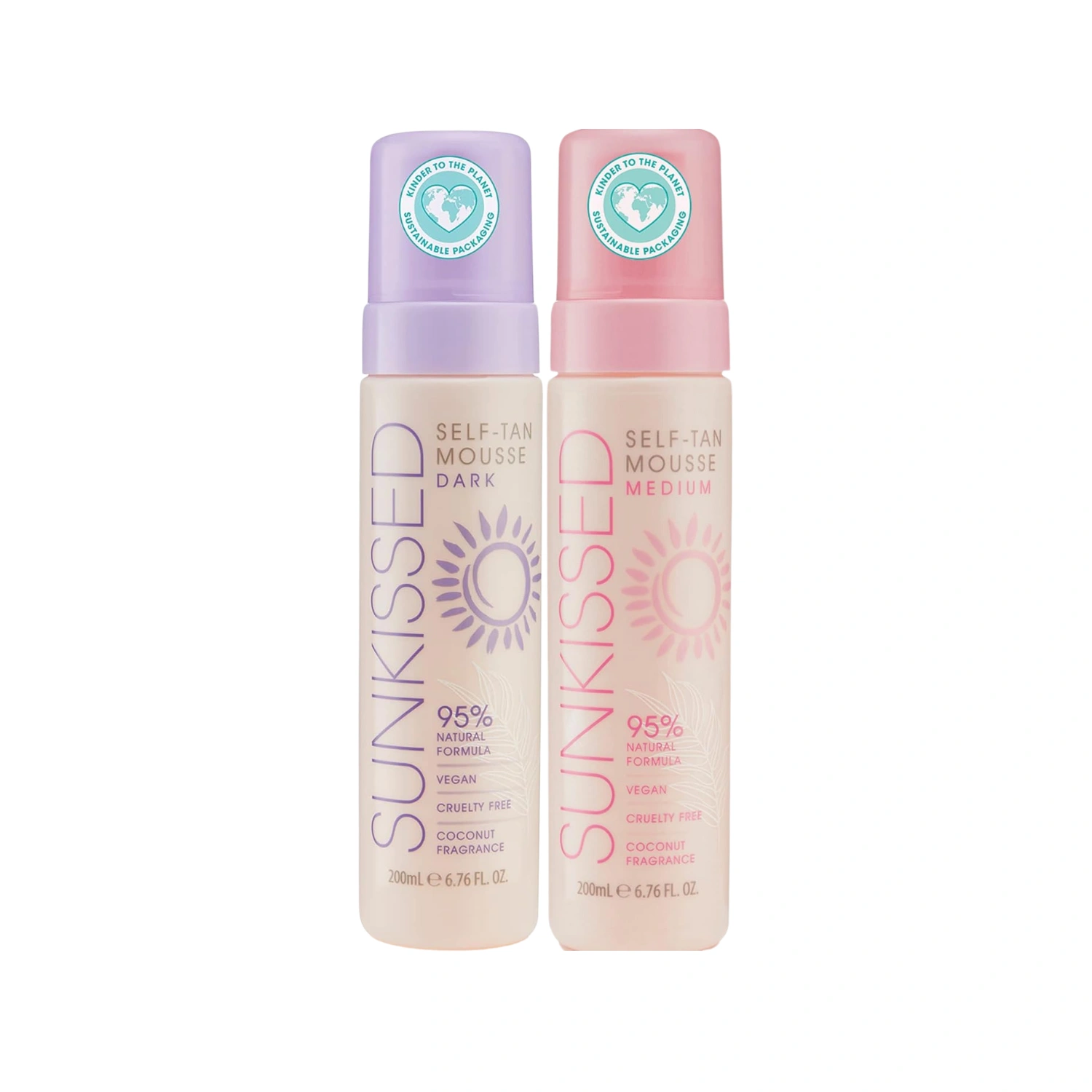 Sunkissed Self Tan Mousse Dark, Medium 95% Natural Formula 200ml