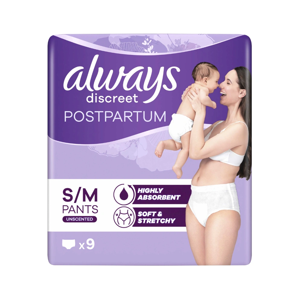 Always Discreet Postpartum Disposable Pants Small/Medium 9 Count