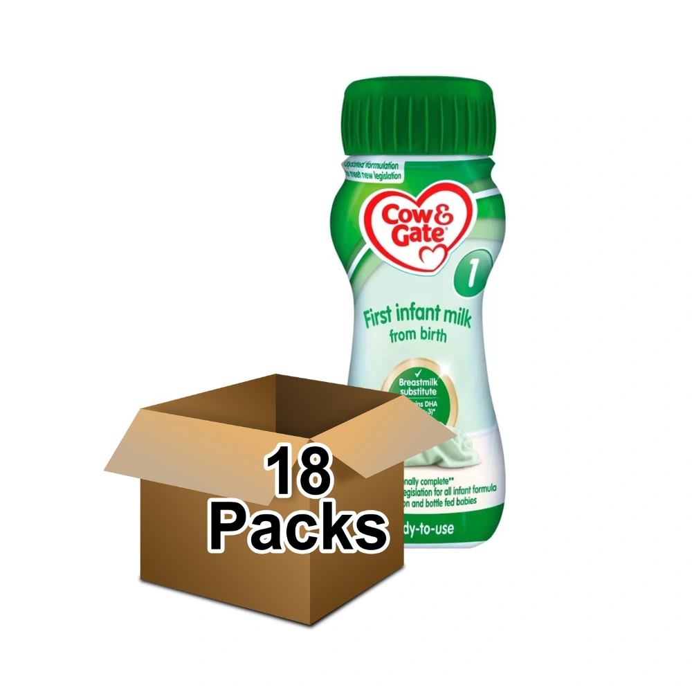 Cow & Gate 1 First Infant Baby Milk Ready to Use Liquid Formula, from Birth, 200ml (Pack of 18)