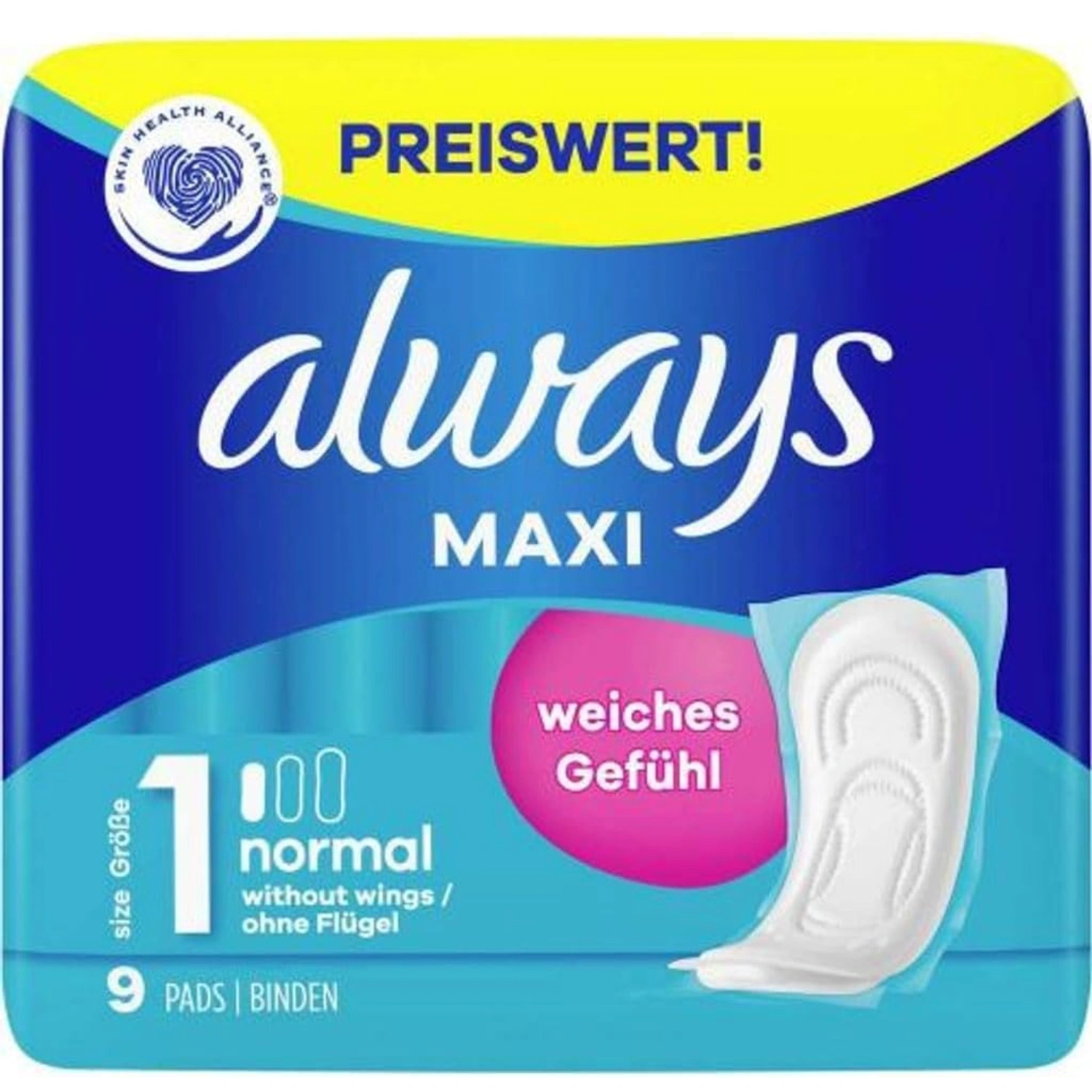 Always Maxi Normal Pads Size 1 Pack of 9