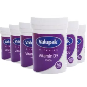 Valupak Vitamin D Tablets 1000iu - 60 Tablets - Pack of 6
